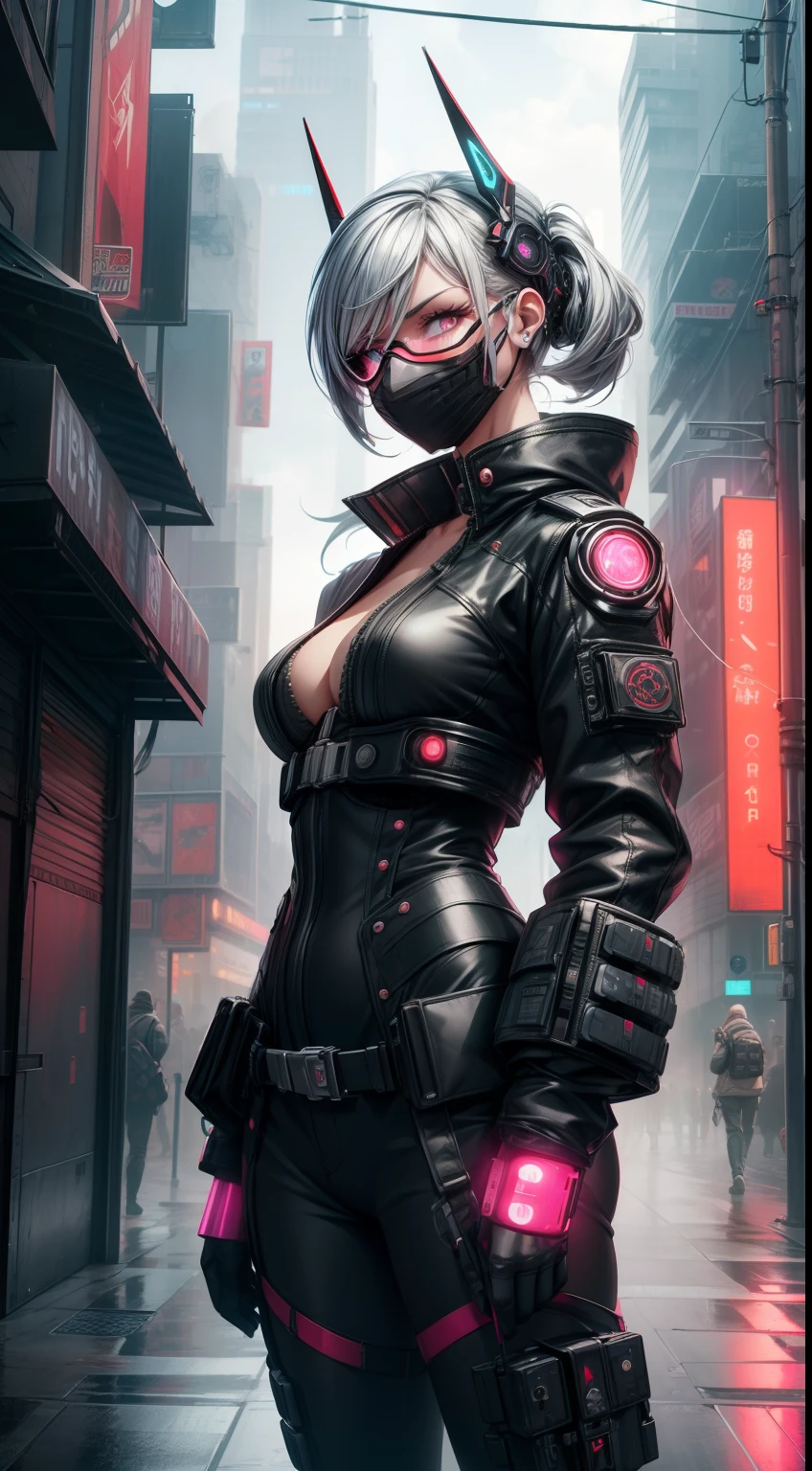 (best quality,4k,8k,highres,masterpiece:1.2),ultra-detailed,(realistic,photorealistic,photo-realistic:1.37),cyberpunk,airborne hot air balloons,night cityscape,giant LED billboards,dystopian,skyscrapers,bright neon lights,hovering vehicles,hauntingly beautiful,reflective surfaces,abandoned buildings,grimy alleyways,high-tech gadgets,futuristic fashion,cyborgs,enhanced vision,city covered in smog,thriving underground market,glowing cybernetic implants,bustling crowds,holographic advertisements,imposing skyline,majestic sunset,electric atmosphere,flashing neon signs,vivid color palette,augmented reality glasses,stealthy figures blending into shadows,technological advancements,airship docking stations,industrial factories polluting the skies,anarchy and rebellion,secrets lurking in every corner,mysterious masked individuals,advanced surveillance systems,action-packed chase scenes,monolithic corporations ruling the world,enchanted steampunk aesthetic,alternative reality,mesmerizing art installations