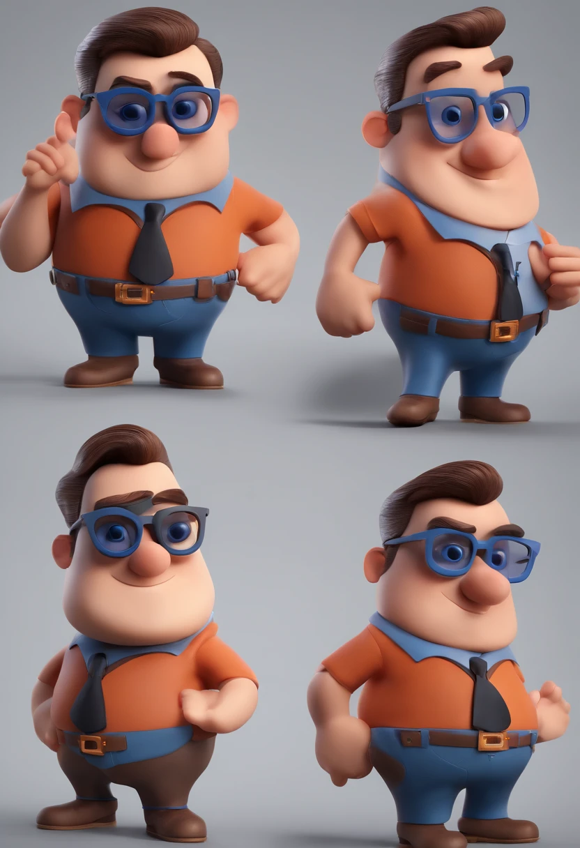 Cartoon character of a man with black glasses and a blue shirt, animation character, Caractere estilizado, animation style rendering, 3D estilizado, Arnold Maya render, 3 d render stylized, toon render keyshot, Personagem 3D, Personagem 3D, 3d rendering stylized, 3 d character render, personagem de desenho animado, Personagem de close up, Pose de personagem, (Estilo Pixar) (master part:1.2) (Bokeh) (best quality) (pele detalhada) (textura detalhada) (8k) (argila) (Cinematic lighting) (foco nítido