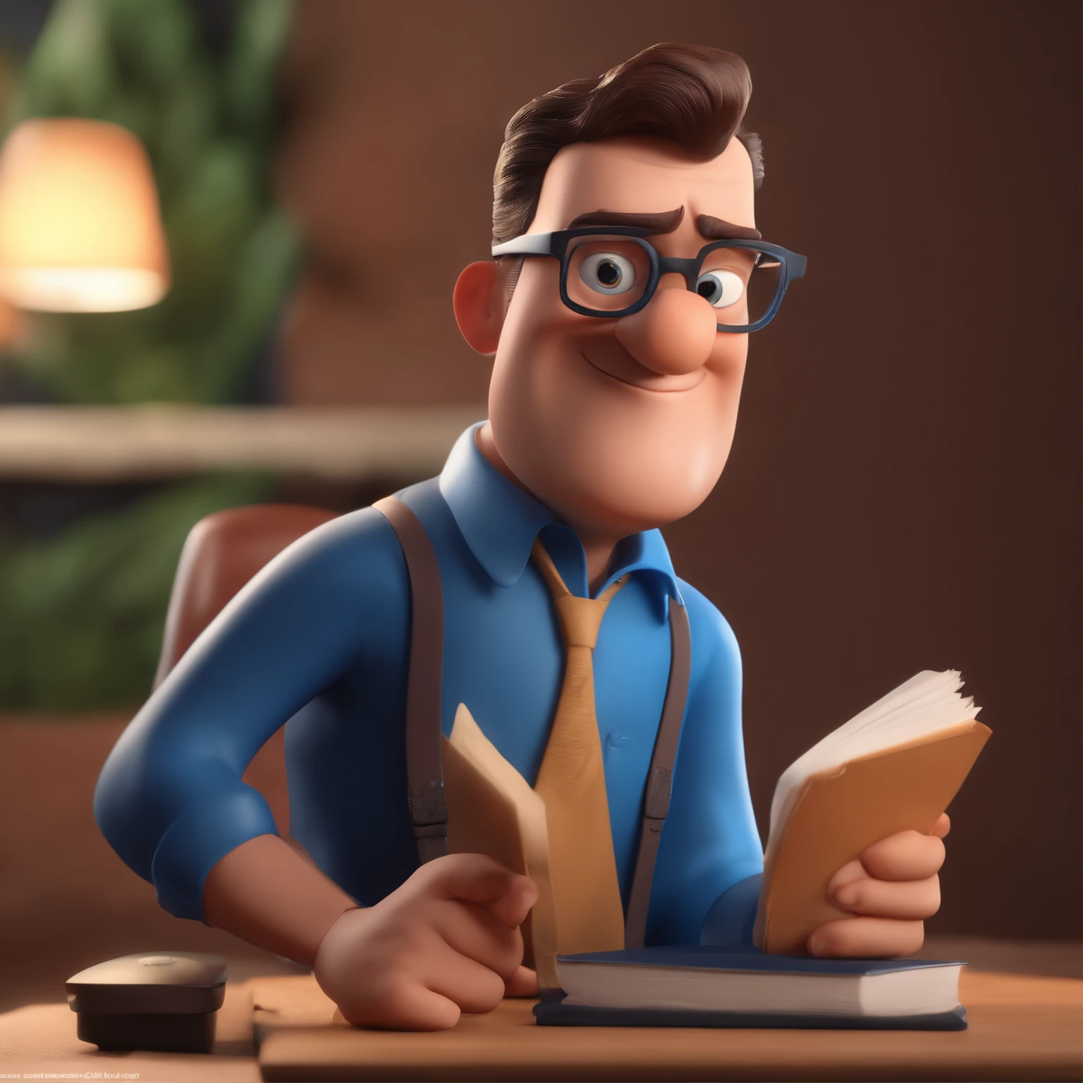 Cartoon character of a man with black glasses and a blue shirt, animation character, Caractere estilizado, animation style rendering, 3D estilizado, Arnold Maya render, 3 d render stylized, toon render keyshot, Personagem 3D, Personagem 3D, 3d rendering stylized, 3 d character render, personagem de desenho animado, Personagem de close up, Pose de personagem, (Estilo Pixar) (master part:1.2) (Bokeh) (best quality) (pele detalhada) (textura detalhada) (8k) (argila) (Cinematic lighting) (foco nítido