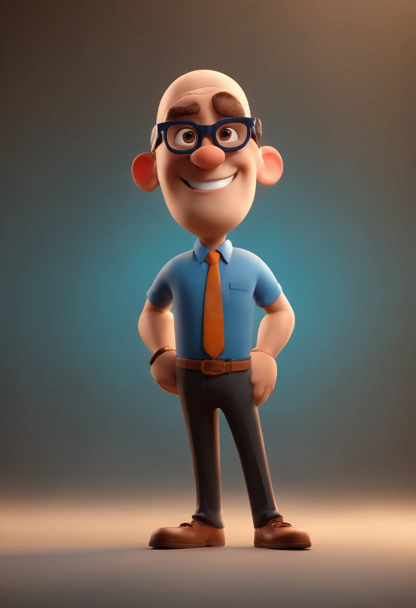 Cartoon character of a man wearing black glasses and a blue shirt, um personagem animado, Caractere estilizado, animation style rendering, 3D estilizado, Arnold Maya render, 3 d render stylized, toon render keyshot, Personagem 3D, Personagem 3D, 3d rendering stylized, 3 d character render, personagem de desenho animado, Personagem de close up, Pose de personagem, (Estilo Pixar) (master part:1.2) (Bokeh) (best quality) (pele detalhada) (textura detalhada) (8k) (argila) (Cinematic lighting) (foco nítido,Senta e vaza a parte superior do corpo