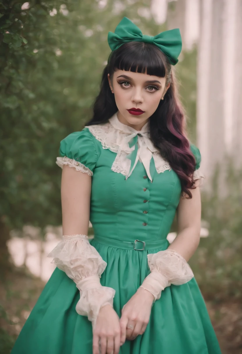 Photo of Melanie Martinez In a Green lolita dress with Light pink Boots