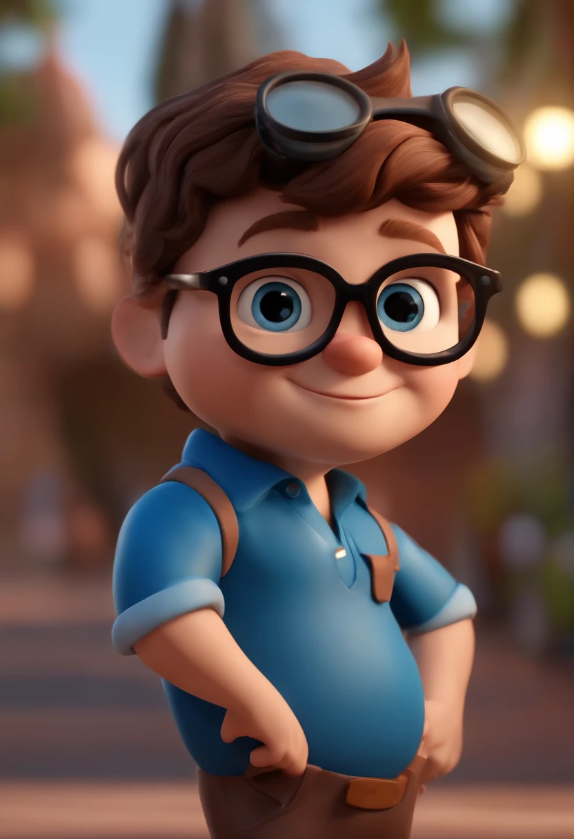 Cartoon character of a man wearing black glasses and a blue shirt, um personagem animado, Caractere estilizado, animation style rendering, 3D estilizado, Arnold Maya render, 3 d render stylized, toon render keyshot, Personagem 3D, Personagem 3D, 3d rendering stylized, 3 d character render, personagem de desenho animado, Personagem de close up, Pose de personagem,  (Estilo Pixar) (master part:1.2) (Bokeh) (best quality) (pele detalhada) (textura detalhada) (8k) (argila) (Cinematic lighting) (foco nítido