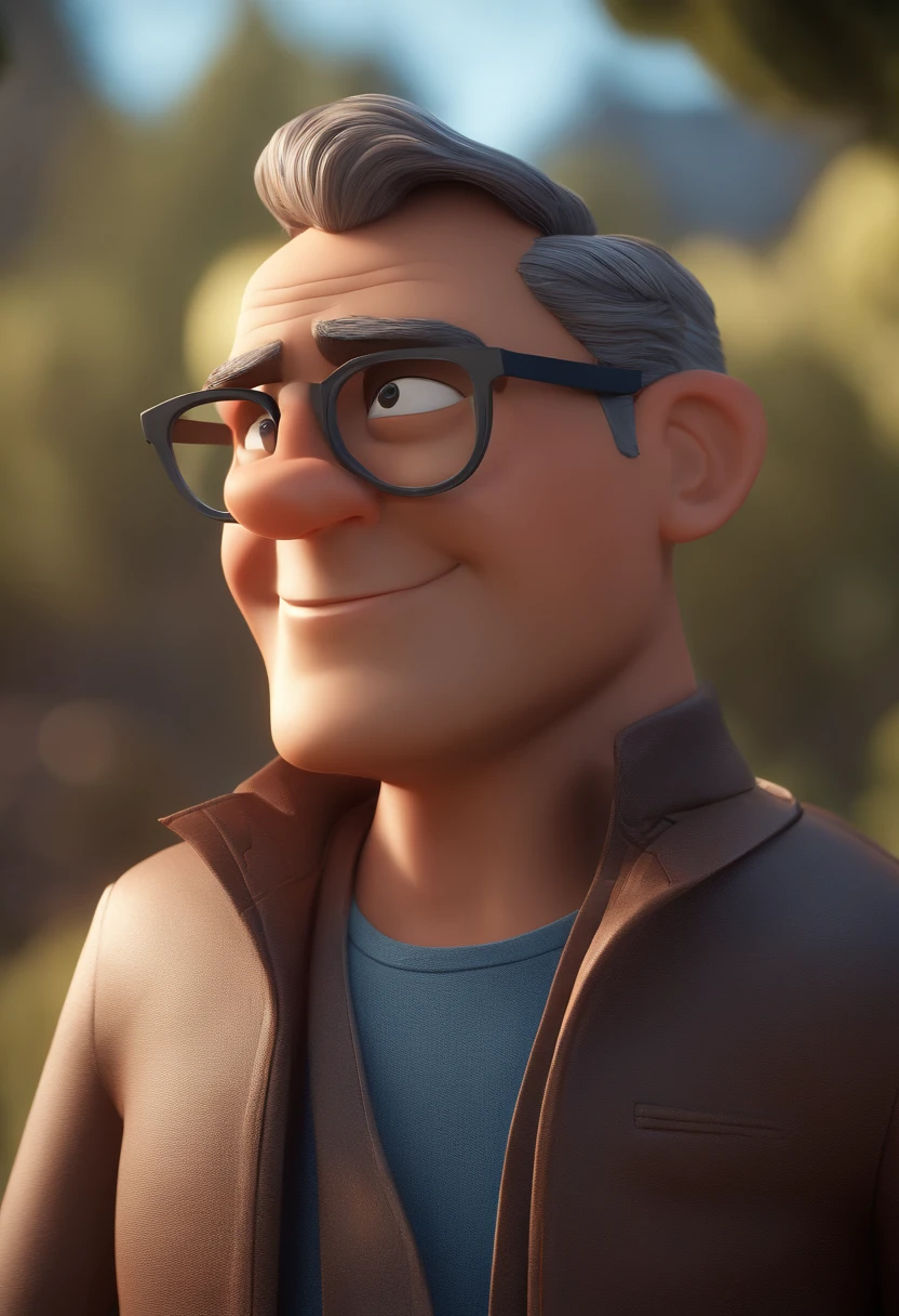 Cartoon character of a man with black glasses and a blue shirt, animation character, Caractere estilizado, animation style rendering, 3D estilizado, Arnold Maya render, 3 d render stylized, toon render keyshot, Personagem 3D, Personagem 3D, 3d rendering stylized, 3 d character render, personagem de desenho animado, Personagem de close up, Pose de personagem,  (Estilo Pixar) (master part:1.2) (Bokeh) (best quality) (pele detalhada) (textura detalhada) (8k) (argila) (Cinematic lighting) (foco nítido