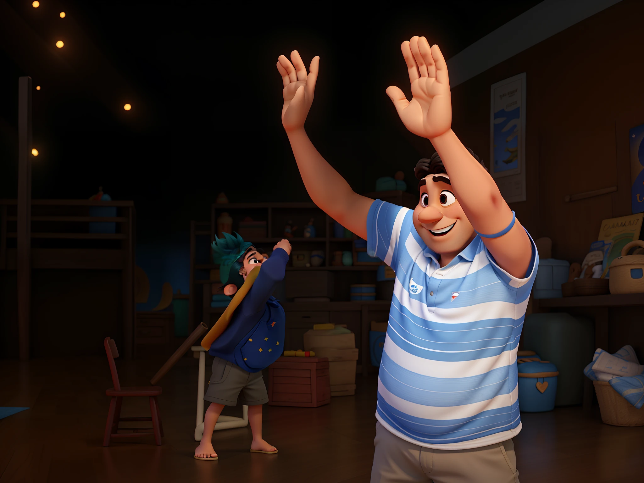 uma pai feliz disney pixar, With your arms up high quality, melhor qualidade. Sky Theme Background