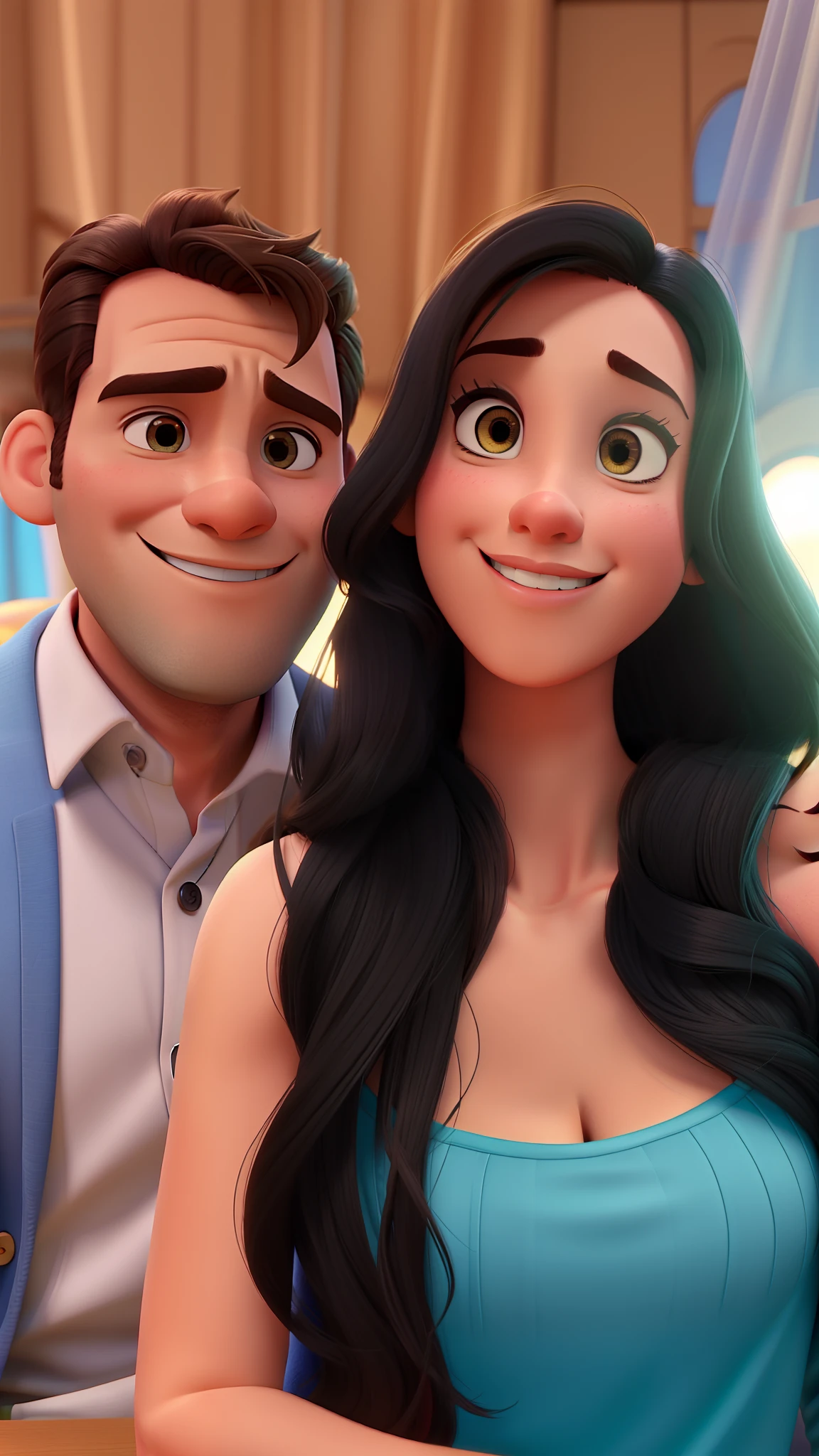 casal homem e mulher no estilo Disney Pixar, alta qualidade, melhor qualidade