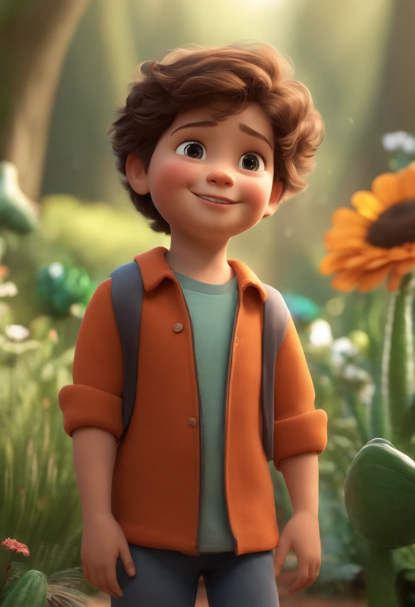 a happy cute standing short hair, vestindo uma fantasia espacial, , fundo branco, barnet, Tom, Estilo Pixar, ....3d, desenhos animados, rosto detalhado, asymmetrical 16k