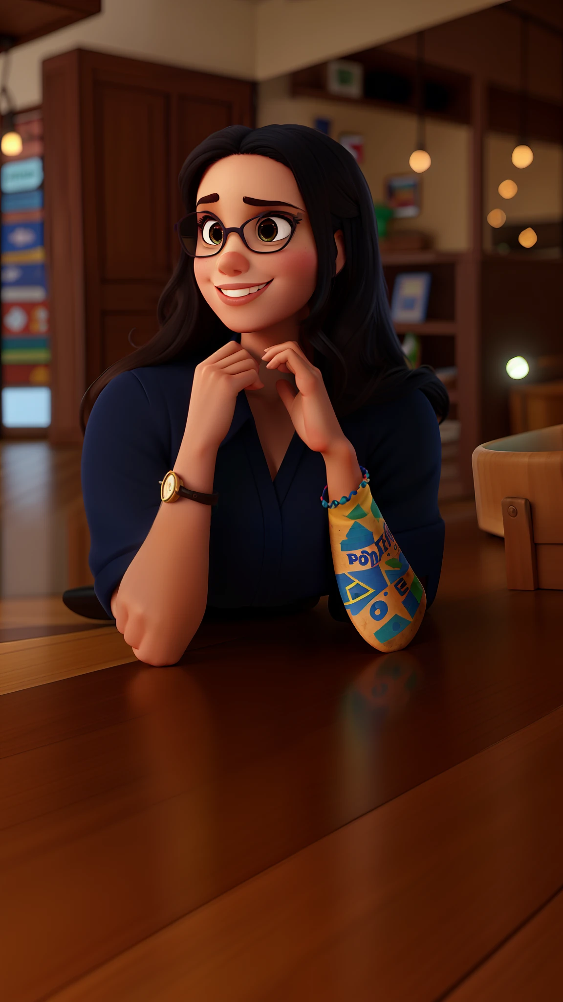 A Brazilian woman advertising in the style of Disney Pixar, alta resolução, best resolution