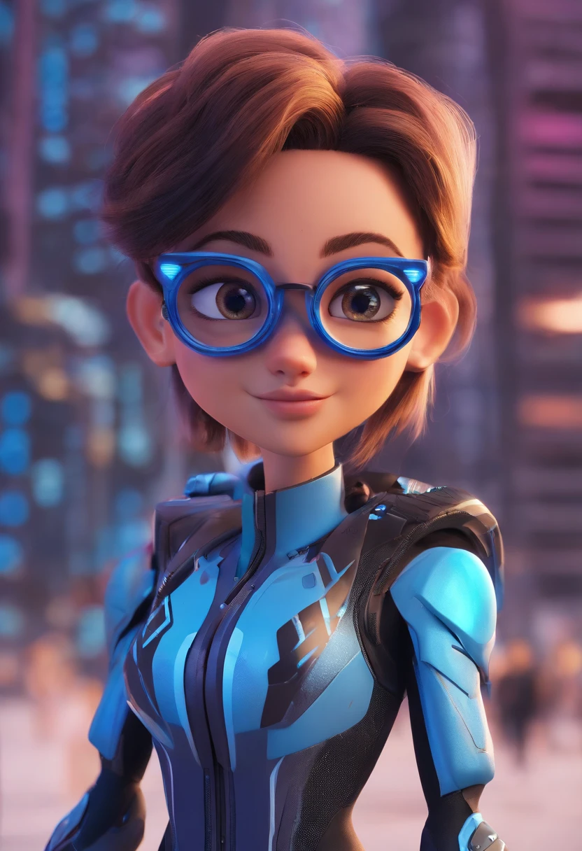 Cartoon character of a man wearing black glasses and a blue shirt, an animated character, stylized character, animation style render, stylized 3d, arnold maya render, 3 d render stylized, toon render keyshot, 3d character, 3d character, 3D rendering stylized, 3 d character render, cartoon character, Close-up characters, Character pose, (pixar-style) (Master parts:1.2) (Bokeh) (Best quality) (Detailed skins) (detail texture) (8K) (clay) (Cinematic lighting) (foco nítido