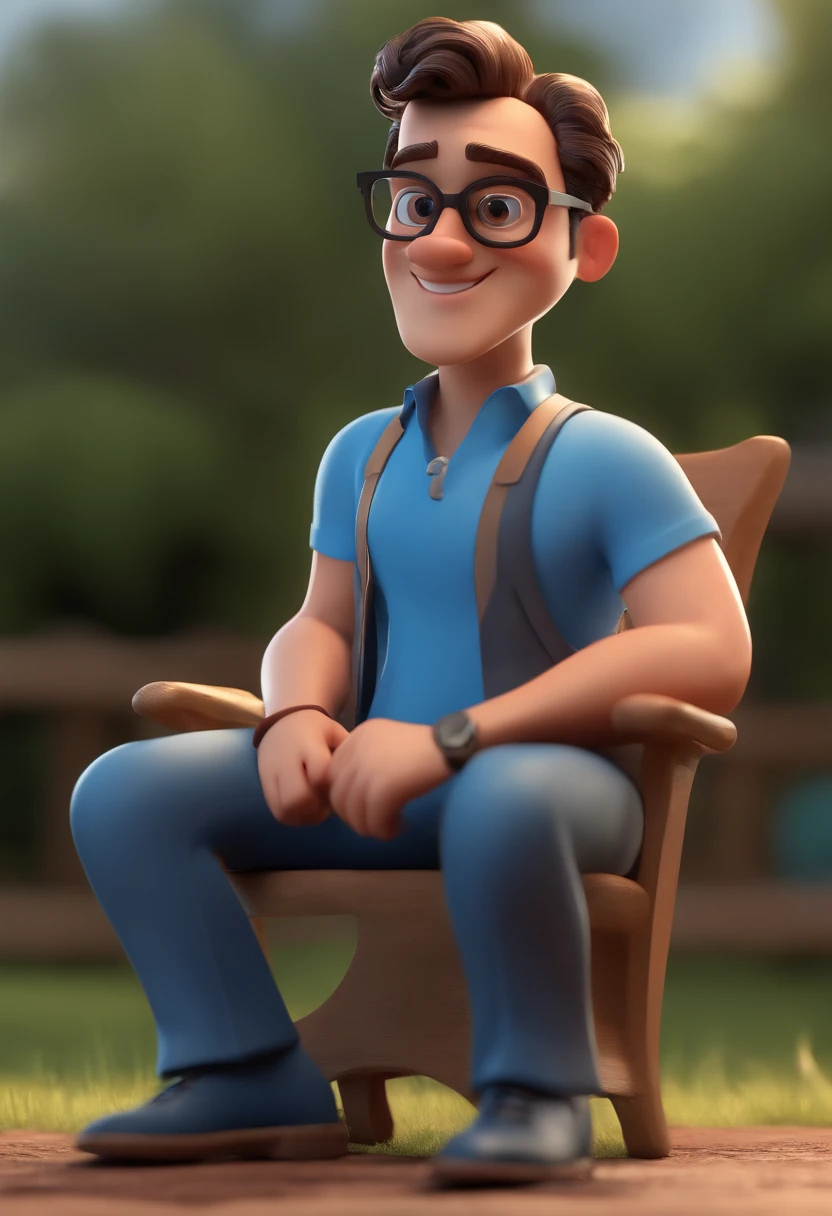 Cartoon character of a man with black glasses and a blue shirt, animation character, Caractere estilizado, animation style rendering, 3D estilizado, Arnold Maya render, 3 d render stylized, toon render keyshot, Personagem 3D, Personagem 3D, 3d rendering stylized, 3 d character render, personagem de desenho animado, Personagem de close up, Pose de personagem, (Estilo Pixar) (master part:1.2) (Bokeh) (best quality) (pele detalhada) (textura detalhada) (8k) (argila) (Cinematic lighting) (foco nítido