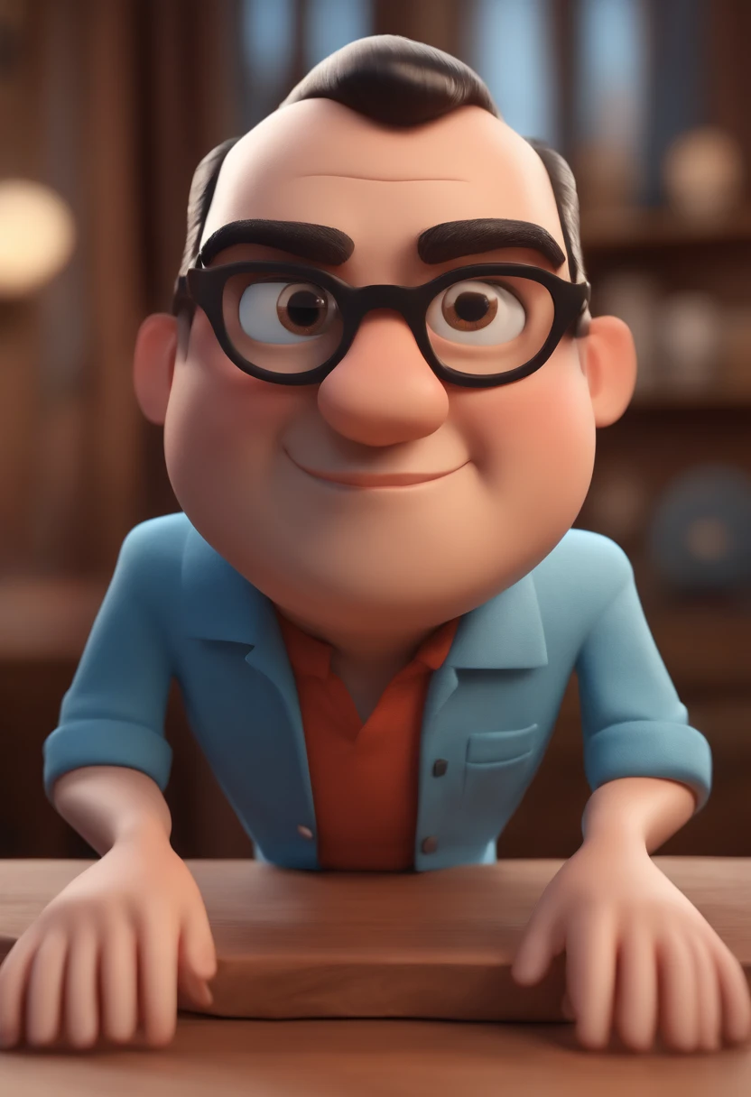 Create a poster inspired by Disney Pixar with the character being deputy Keniston Braga, a man with white hair wearing glasses, the scene will be in Pixar's distinctive digital art style. Focusing on the character's expressions, vibrant colors and detailed textures characteristic of his animations, with the title " Keniston Braga in the middle, I want the scene from PIXar's main films