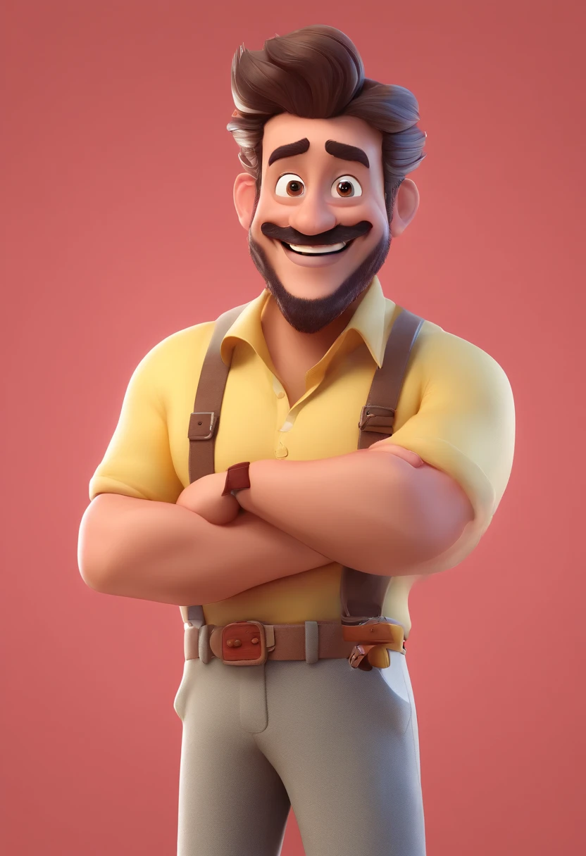 Smiling Man Illustration, sorriso insano, Homem de pele marrom com um sorriso gigante, happily smiling at the camera, sorriso atrevido, he's smiling, sorriso muito grande, Macho sorridente, foto de perfil headshot, rindo sorriso enorme, desenhando no estilo de Arte 3D, c4d, fundo de cor branco puro, estilo disney, estilo pixar render ilustracao Super Detalhe, 8k