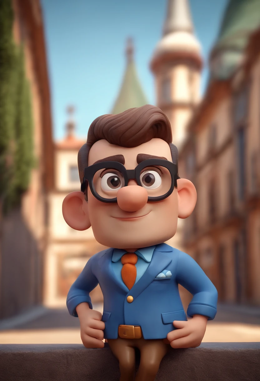 personagem dos desenhos animados de um homem de barba grande, Bald man with black glasses and a blue shirt and blue blazer, Holding a Canon brand photo camera Animation character, Caractere estilizado, animation style rendering, 3D estilizado, Arnold Maya render, 3 d render stylized, toon render keyshot, Personagem 3D, Personagem 3D, 3d rendering stylized, 3 d character render, personagem de desenho animado, Personagem de close up, Pose de personagem, (Estilo Pixar) (master part:1.2) (Bokeh) (best quality) (pele detalhada) (textura detalhada) (8k) (argila) (Cinematic lighting) (foco nítido
