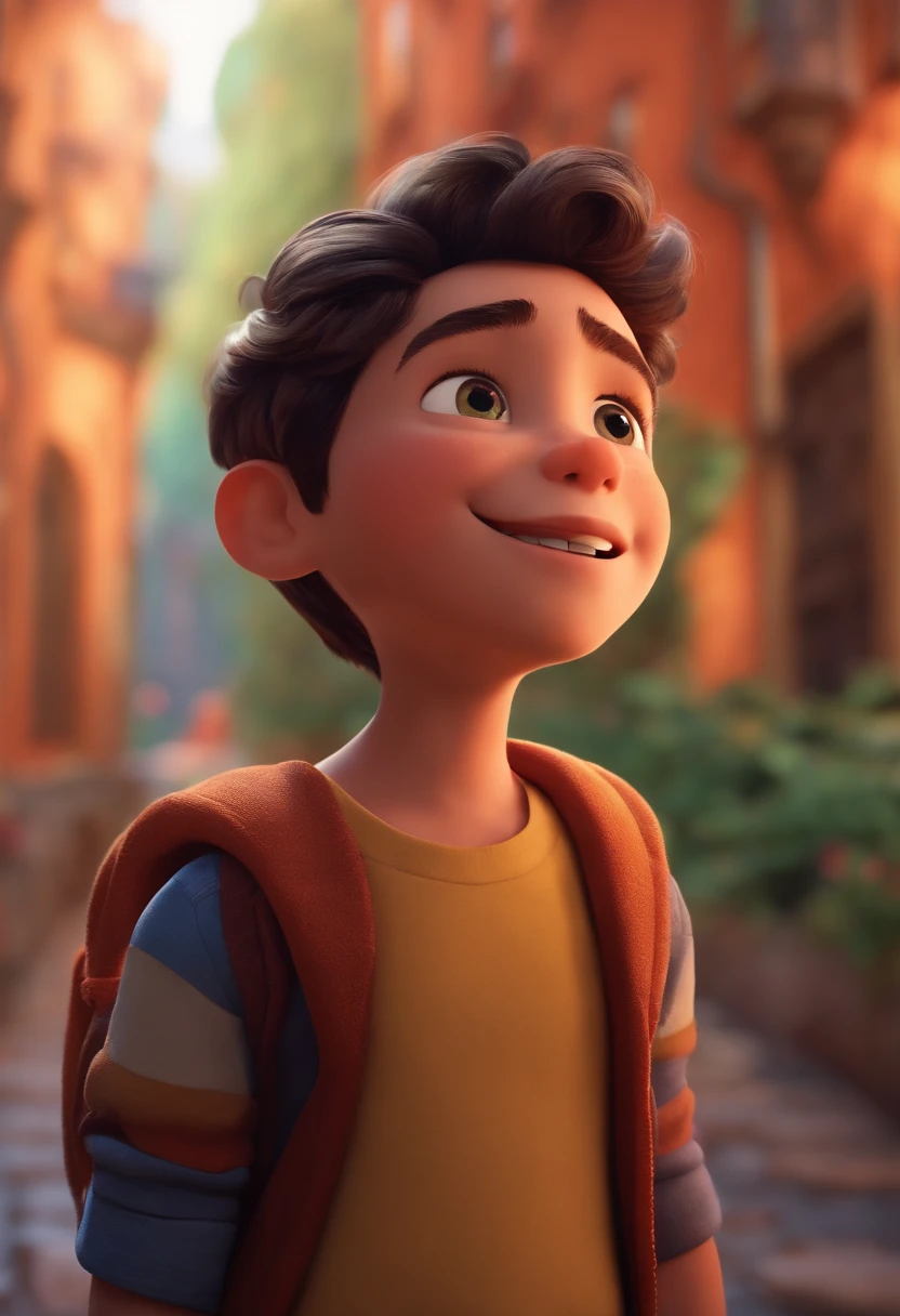 Image of a boy for a story in a YouTube video in Pixar format, He's the  allabester, He's the class leader, He's outgoing, Playful and gets up for a lot of things