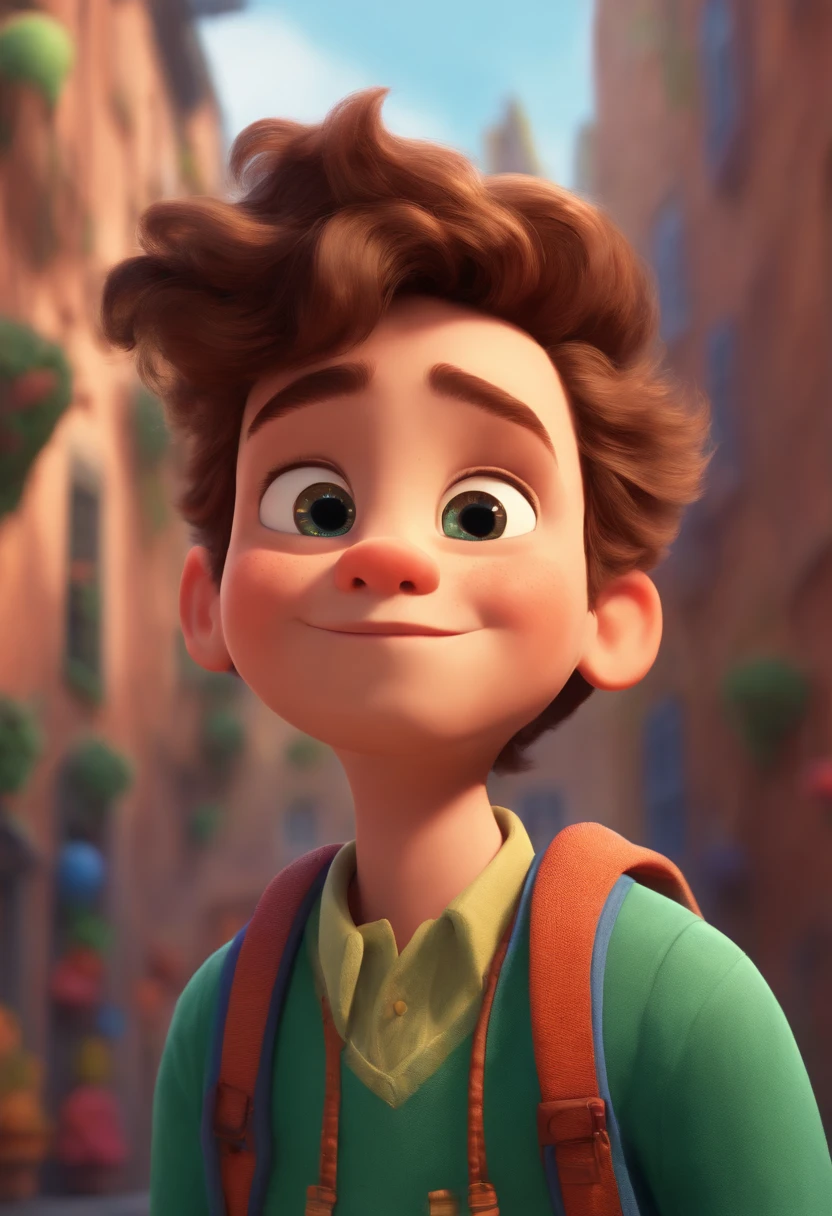 Image of a boy for a story in a YouTube video in Pixar format, He's the  allabester, He's the class leader, He's outgoing, Playful and gets up for a lot of things