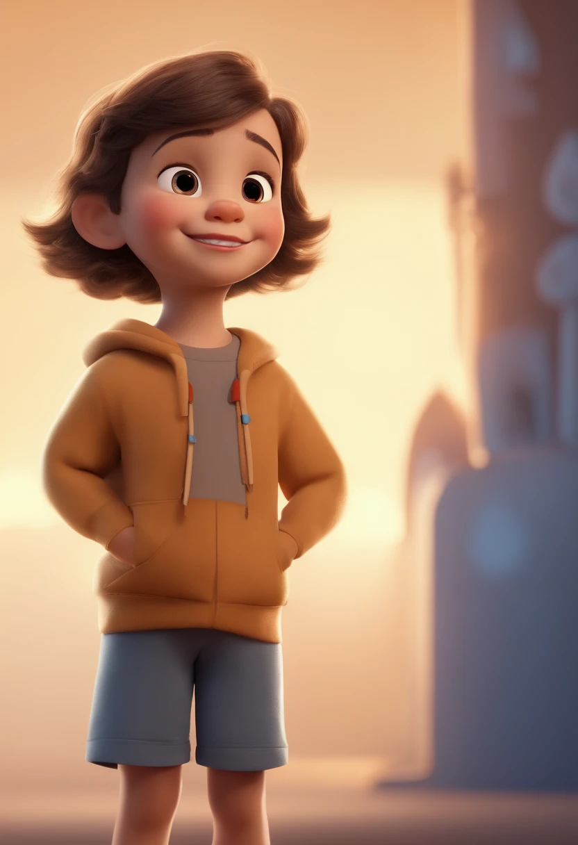 a happy cute  standing short hair, vestindo uma fantasia espacial, , fundo branco, barnet, toon, estilo pixar, 3d, desenhos animados, rosto detalhado, asymmetrical 16k