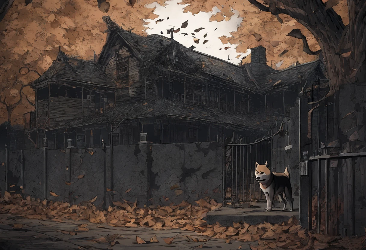 animesque、3D、Shiba dog、autumnal、jpn、leaves falling、Baked sweet potatoes