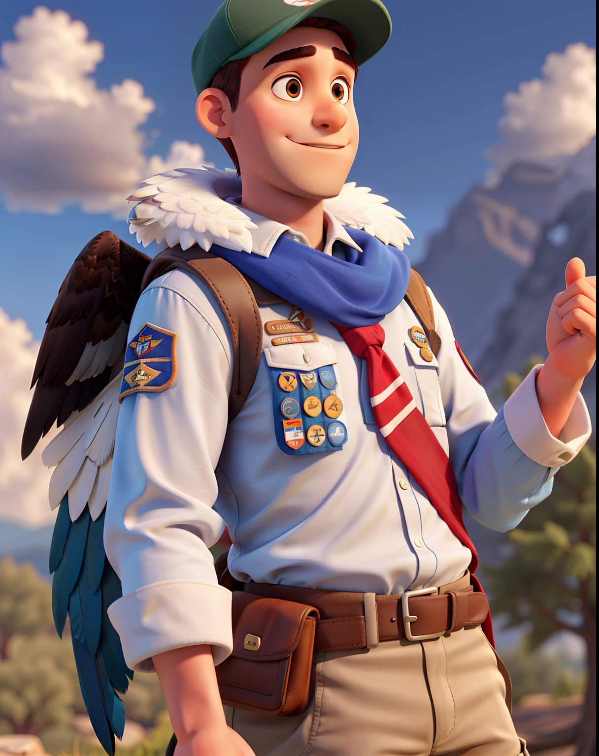 Eagle dressed as a boy scout