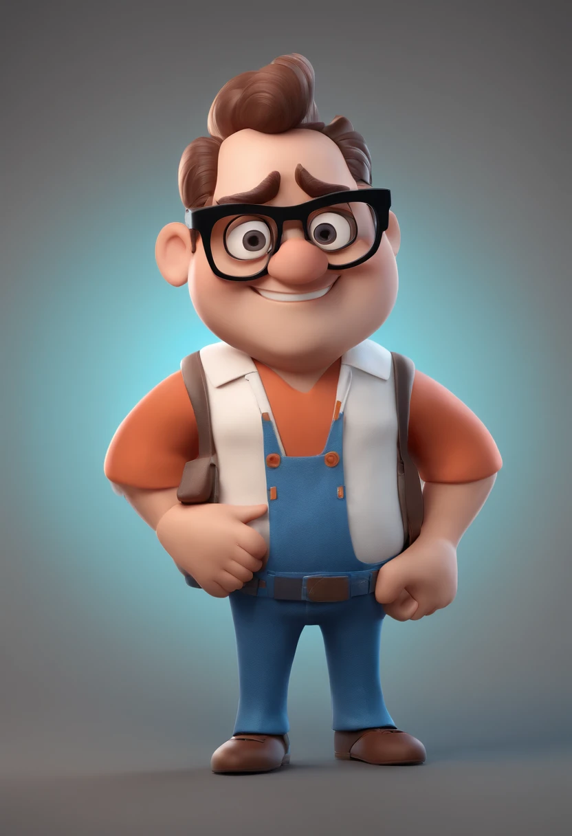 Cartoon character of a man with black glasses and a blue shirt, animation character, Caractere estilizado, animation style rendering, 3D estilizado, Arnold Maya render, 3 d render stylized, toon render keyshot, Personagem 3D, Personagem 3D, 3d rendering stylized, 3 d character render, personagem de desenho animado, Personagem de close up, Pose de personagem,  (Estilo Pixar) (master part:1.2) (Bokeh) (best quality) (pele detalhada) (textura detalhada) (8k) (argila) (Cinematic lighting) (foco nítido