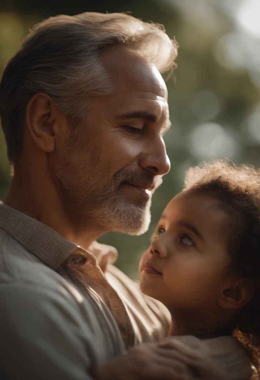 (best quality,4k,8k,highres,masterpiece:1.2),ultra-detailed,(realistic,photorealistic,photo-realistic:1.37),portrait of a father,loving expression on his face,gentle smile,kind eyes,graying hair,strong jawline,distinguished features,wisdom and warmth,gentle demeanor,casual attire,soft and diffused lighting style,to capture the tenderness in his eyes,warm color tones,subtle use of contrast,portrait painting,professional quality,model-like resemblance,painterly brushwork,expressive and detailed facial features,emphasis on wrinkles and skin texture,simple and clean background,showcasing the father's presence and personality,focus on capturing the essence of fatherhood,creating an emotional connection with the viewer, African American