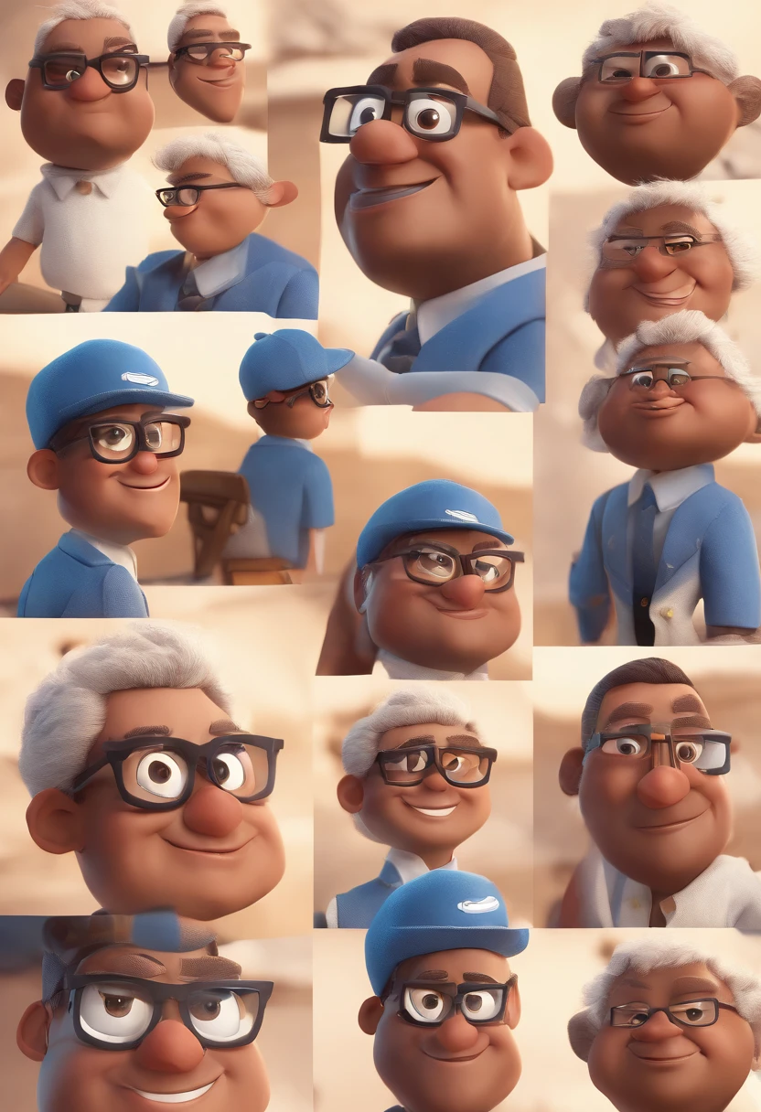 Cartoon character of a man with black glasses and a blue shirt, animation character, Caractere estilizado, animation style rendering, 3D estilizado, Arnold Maya render, 3 d render stylized, toon render keyshot, Personagem 3D, Personagem 3D, 3d rendering stylized, 3 d character render, personagem de desenho animado, Personagem de close up, Pose de personagem, (Estilo Pixar) (master part:1.2) (Bokeh) (best quality) (pele detalhada) (textura detalhada) (8k) (argila) (Cinematic lighting) (foco nítido
