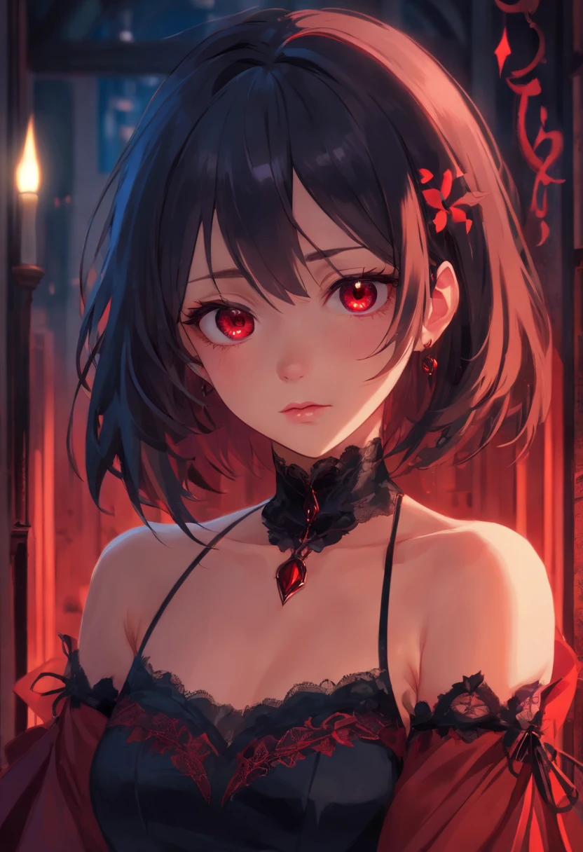 (masterpiece, top quality, very aesthetic, 4k、illustration), intricate detail, 1woman,Standing 、(upper body)、dark persona、(),Cute 、、Random Hair Color、,middle hair,sidelock ,Random Color　eyes、ninja clothes、small breasts、Slim 、