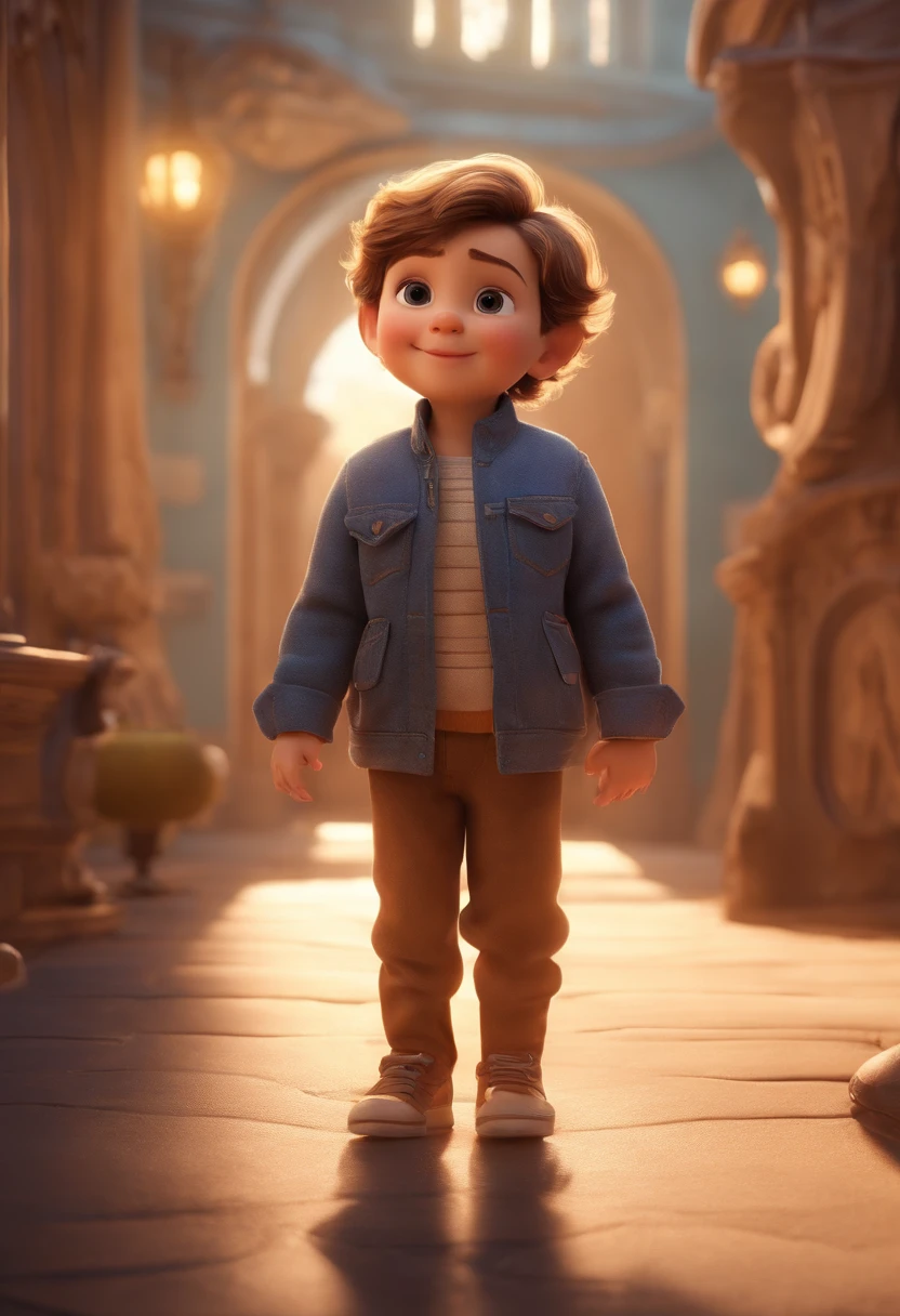 a happy cute ??? standing short hair, vestindo uma fantasia espacial, , fundo branco, barnet, Tom, Estilo Pixar, ....3d, desenhos animados, rosto detalhado, asymmetrical 16k