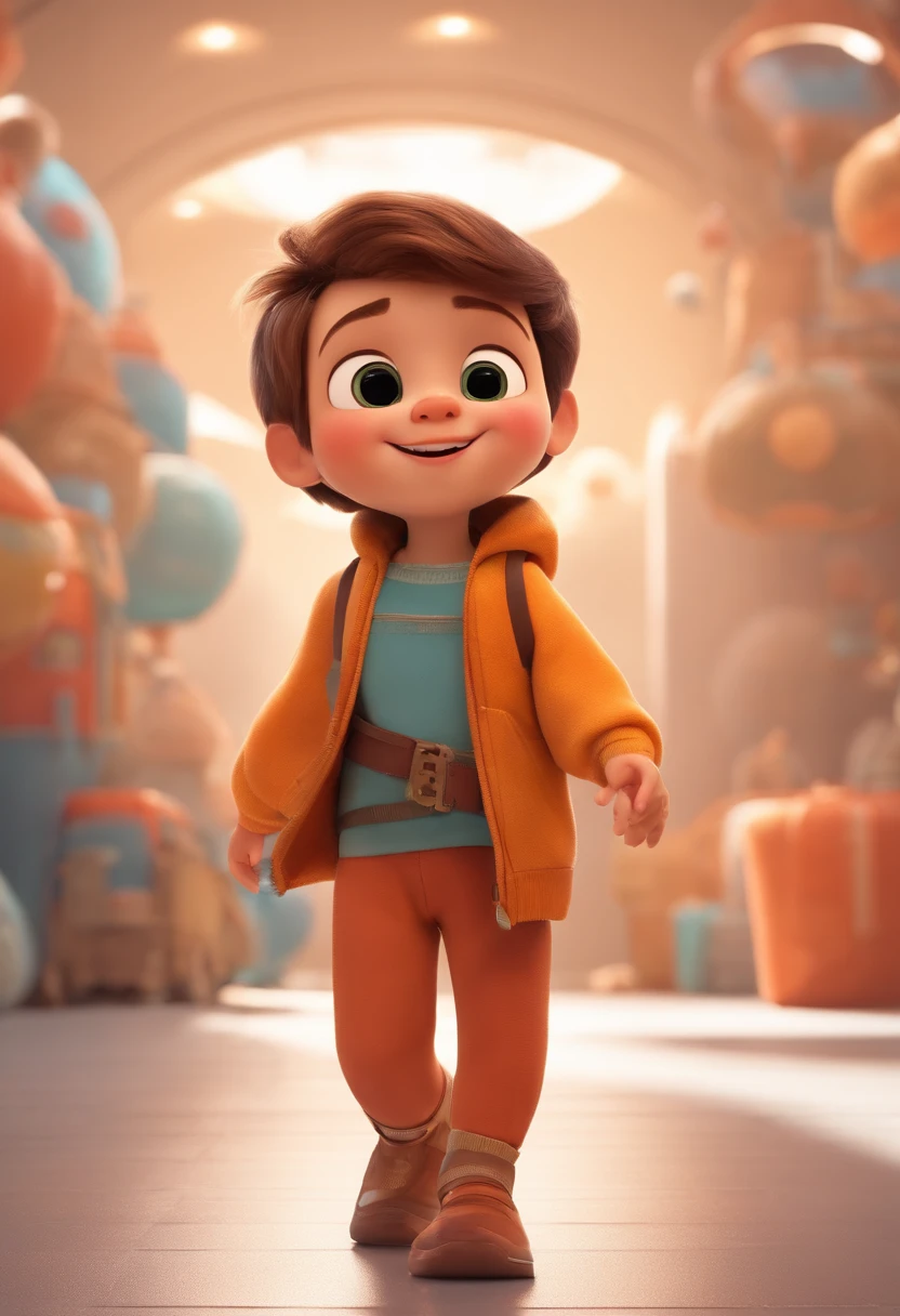 a happy cute ??? standing short hair, vestindo uma fantasia espacial, , fundo branco, barnet, Tom, Estilo Pixar, ....3d, desenhos animados, rosto detalhado, asymmetrical 16k