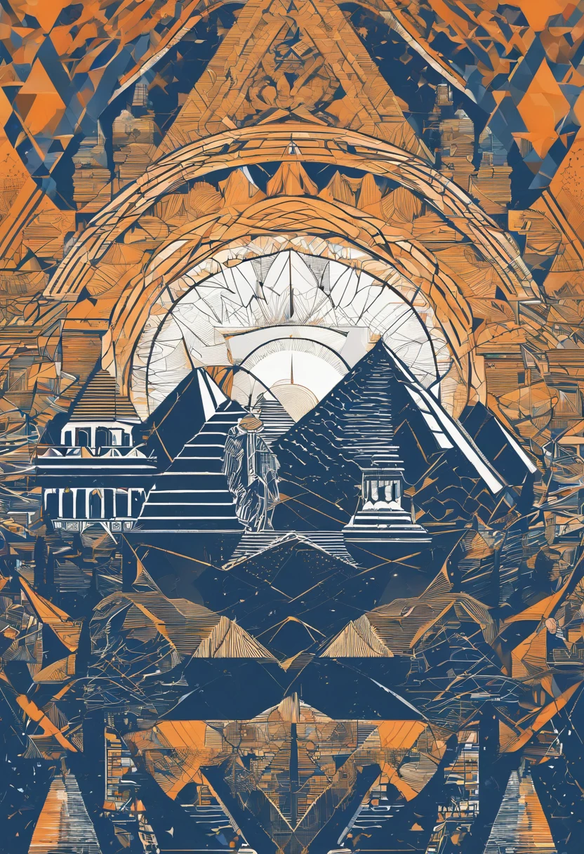 Create a Background Image with Geometric Borders in a Modern Style, Electronic Music Festival, linhas suaves, nas cores azul e laranja, Inspirada na caligrafia irlandesa e celta, Para projetos baseados em fantasia relacionados ao Florest