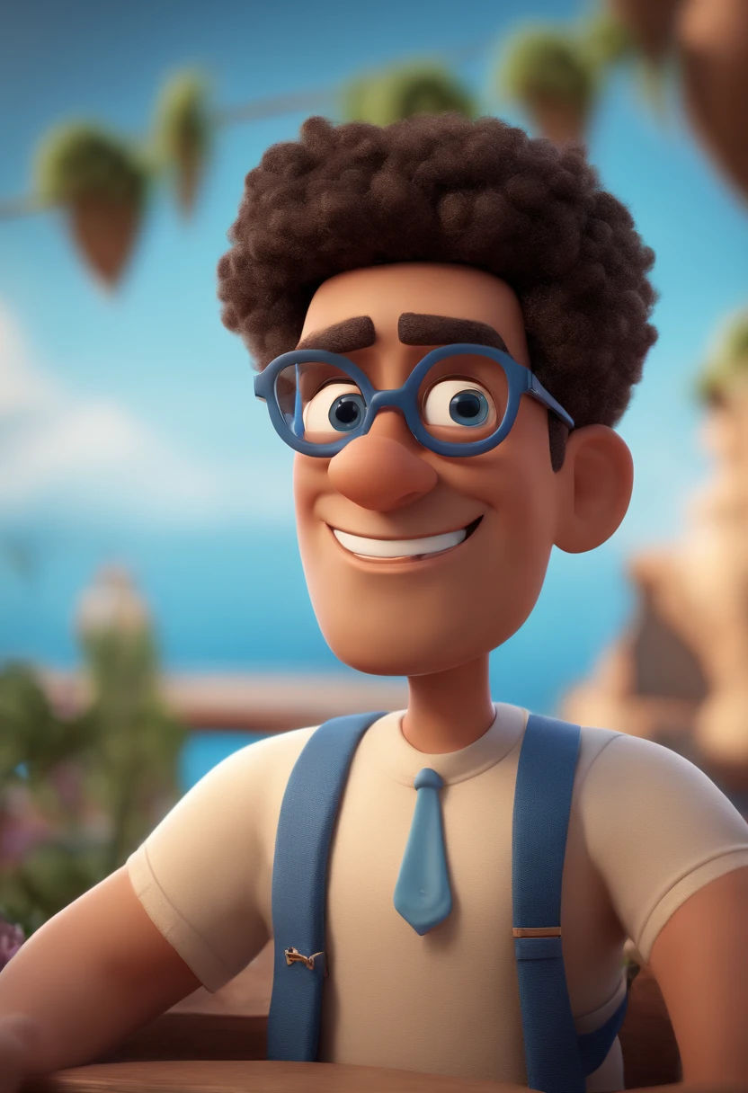 Cartoon character of a man with black glasses and a blue shirt, animation character, Caractere estilizado, animation style rendering, 3D estilizado, Arnold Maya render, 3 d render stylized, toon render keyshot, Personagem 3D, Personagem 3D, 3d rendering stylized, 3 d character render, personagem de desenho animado, Personagem de close up, Pose de personagem, (Estilo Pixar) (master part:1.2) (Bokeh) (best quality) (pele detalhada) (textura detalhada) (8k) (argila) (Cinematic lighting) (foco nítido
