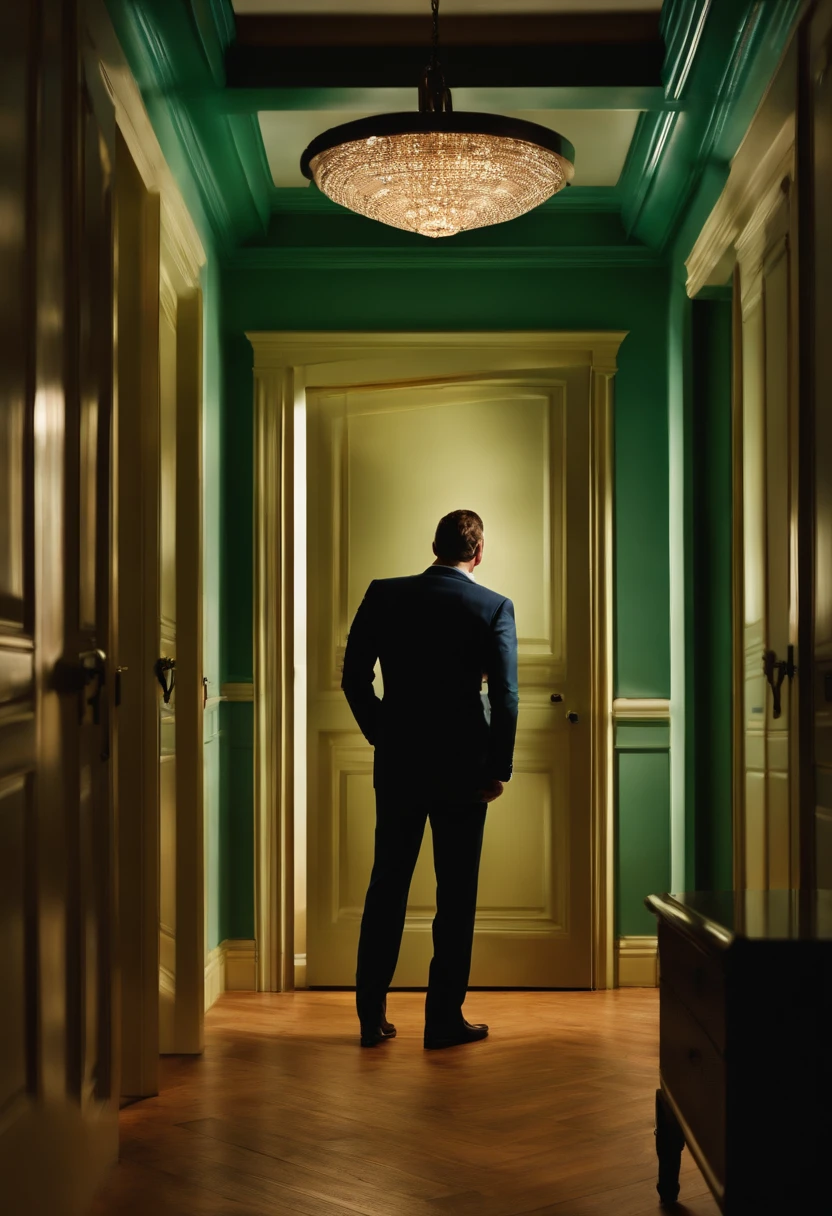 Man near closet waiting for meeting to happen.