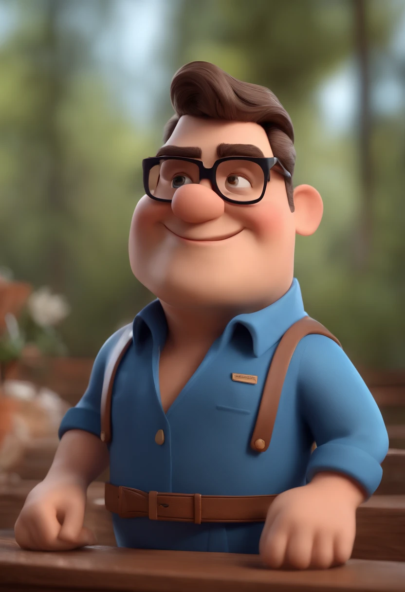 Cartoon character of a man with black glasses and a blue shirt, animation character, Caractere estilizado, animation style rendering, 3D estilizado, Arnold Maya render, 3 d render stylized, toon render keyshot, Personagem 3D, Personagem 3D, 3d rendering stylized, 3 d character render, personagem de desenho animado, Personagem de close up, Pose de personagem, (Estilo Pixar) (master part:1.2) (Bokeh) (best quality) (pele detalhada) (textura detalhada) (8k) (argila) (Cinematic lighting) (foco nítido