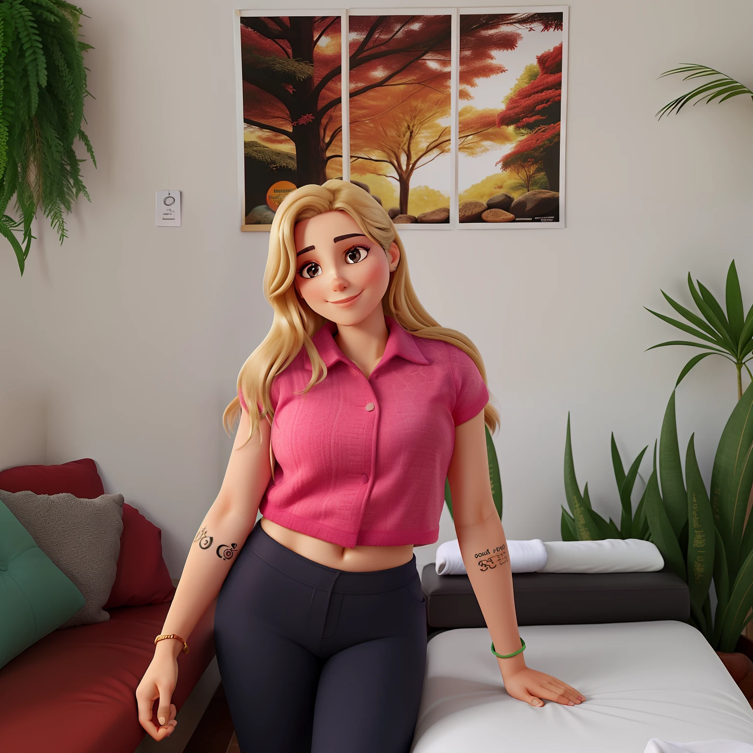 Poster fundo com maca de massagem.