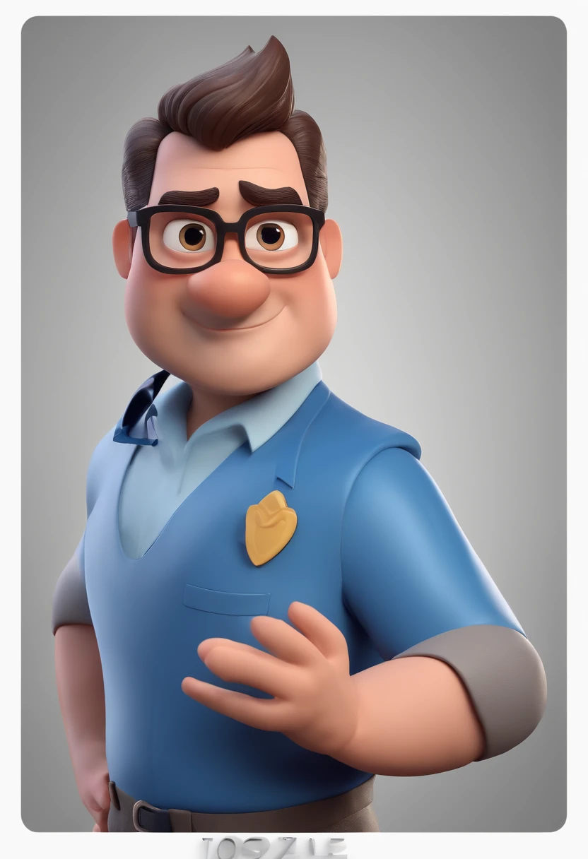 Cartoon character of a man with black glasses and a blue shirt, animation character, Caractere estilizado, animation style rendering, 3D estilizado, Arnold Maya render, 3 d render stylized, toon render keyshot, Personagem 3D, Personagem 3D, 3d rendering stylized, 3 d character render, personagem de desenho animado, Personagem de close up, Pose de personagem,  (Estilo Pixar) (master part:1.2) (Bokeh) (best quality) (pele detalhada) (textura detalhada) (8k) (argila) (Cinematic lighting) (foco nítido