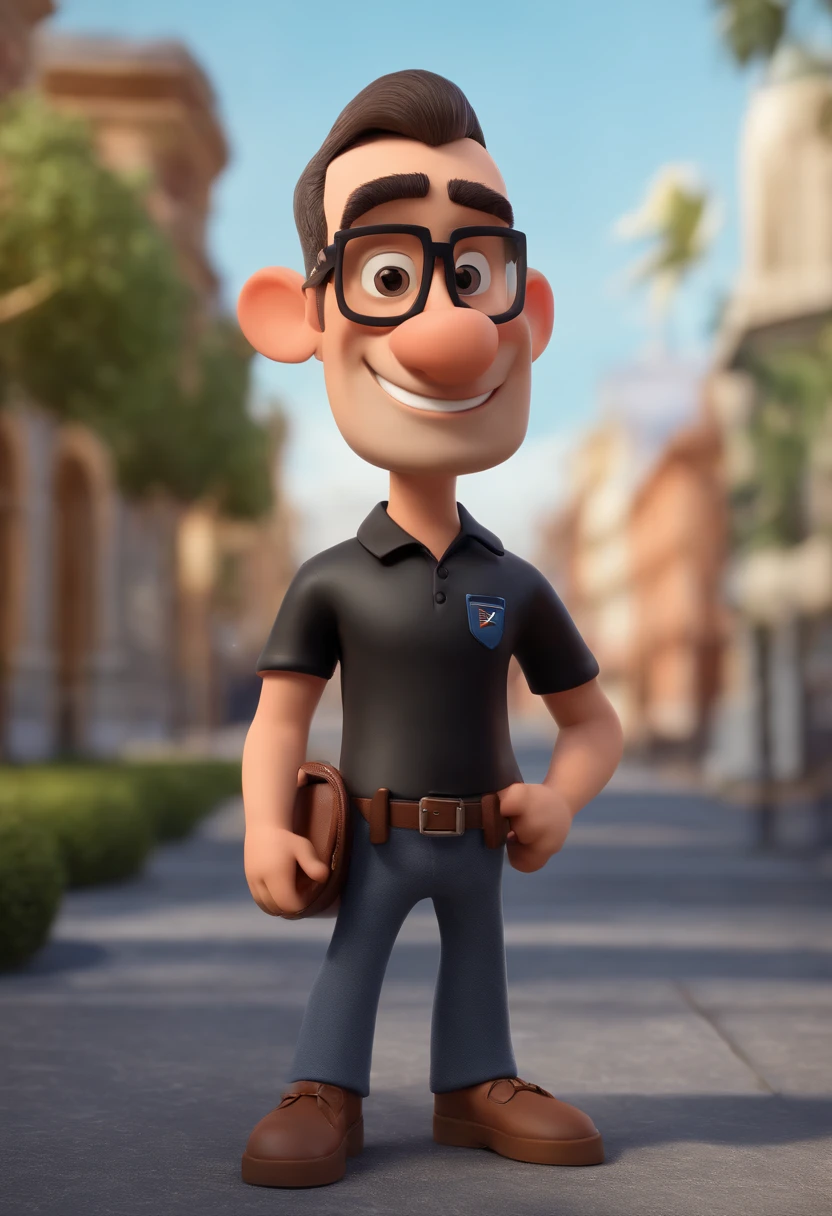 Cartoon character of a man with black glasses and a black polo shirt, cabelo liso, With beard and old school tattoo on his arm, animation character, Caractere estilizado, animation style rendering, 3D estilizado, Arnold Maya render, 3 d render stylized, toon render keyshot, Personagem 3D, Personagem 3D, 3d rendering stylized, 3 d character render, personagem de desenho animado, Personagem de close up, Pose de personagem, (Estilo Pixar) (master part:1.2) (Bokeh) (best quality) (pele detalhada) (textura detalhada) (8k) (argila) (Cinematic lighting) (foco nítido