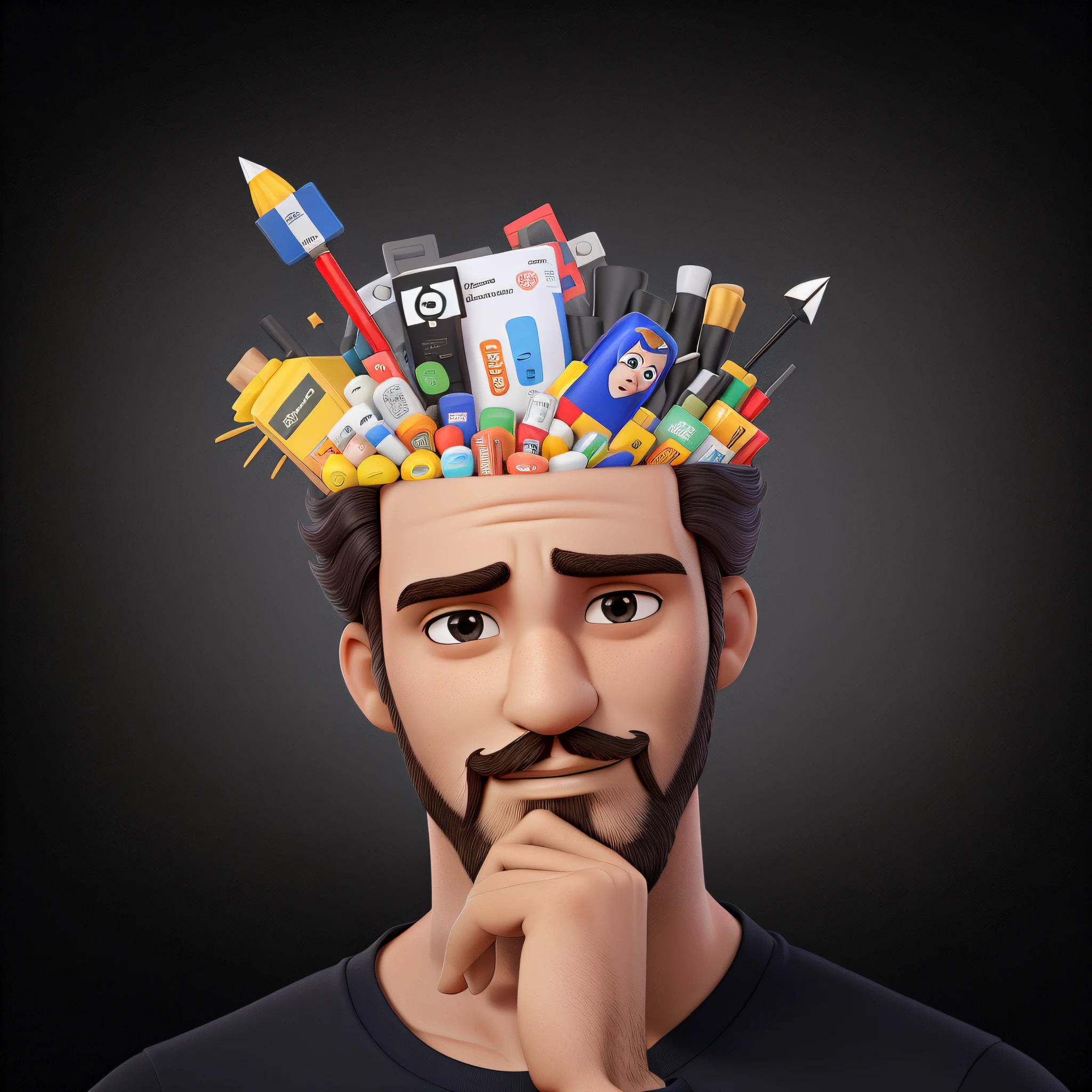 homem 39 anos, 67 quilos, rosto pequeno e fino, camisa preta, barba bem curta, tamanho de 1mm, apenas aparecendo uma leve sombra da barba. cabelos lisos com 2 entradas na frente, porem mesmo assim o cabelo da para fazer um topete modesto