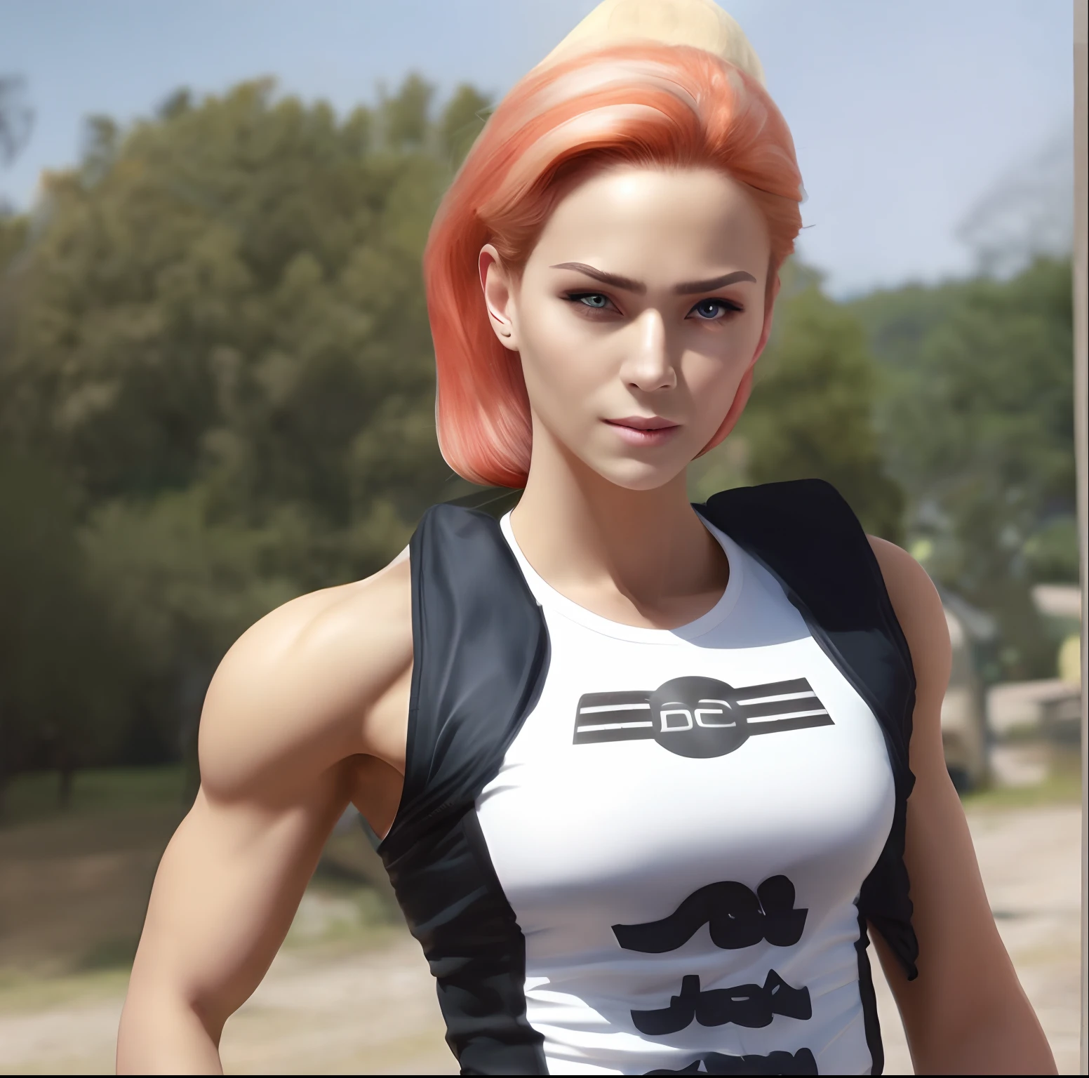 Chica extremadamente musculosa Androide 18