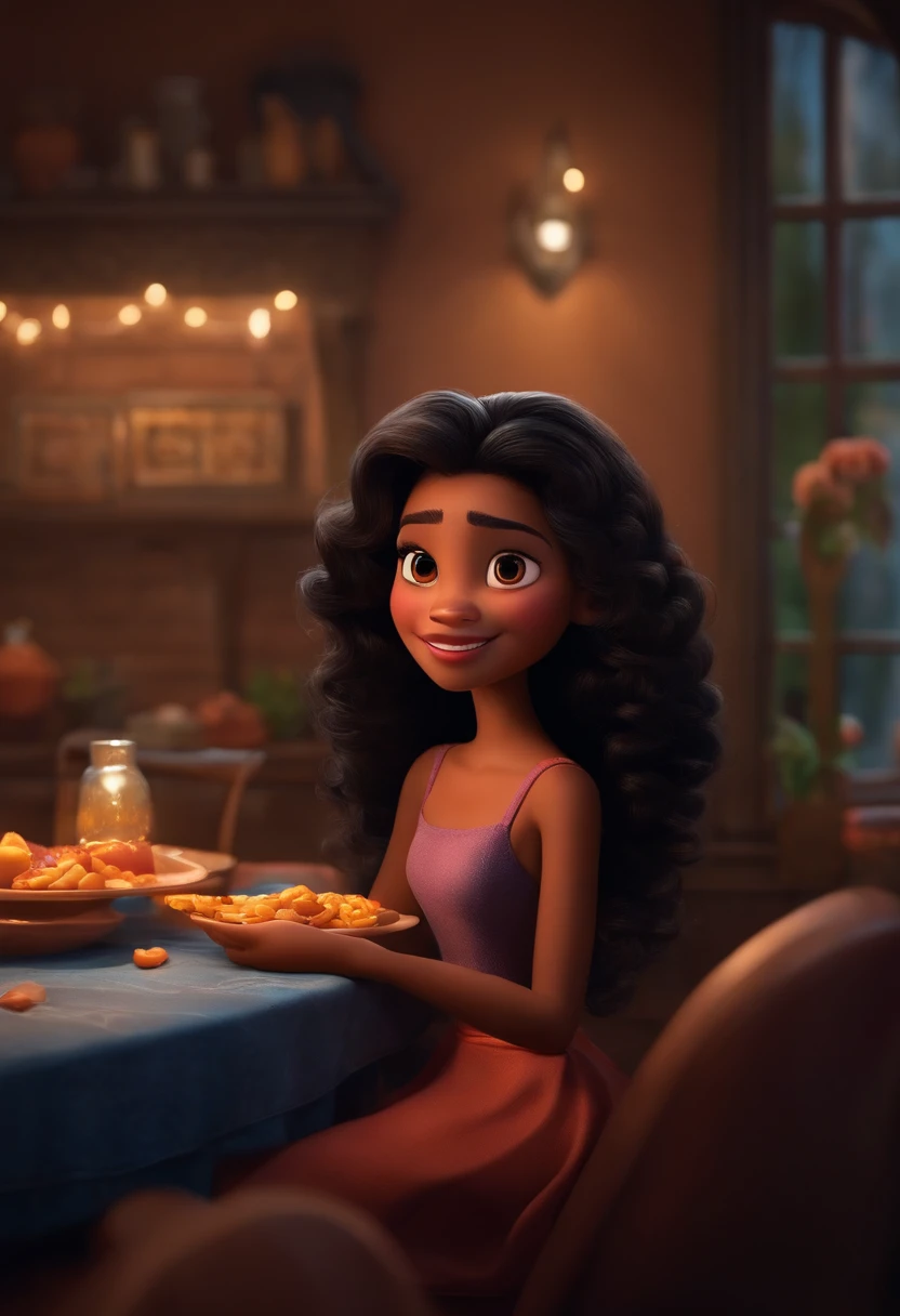 inspirado na Disney Pixar SOUL (MENINA PRETA NOVA COM CABELO ENCARACOLADO PRETO) dentro A cena estar na arte distinta do estilo PIXAR