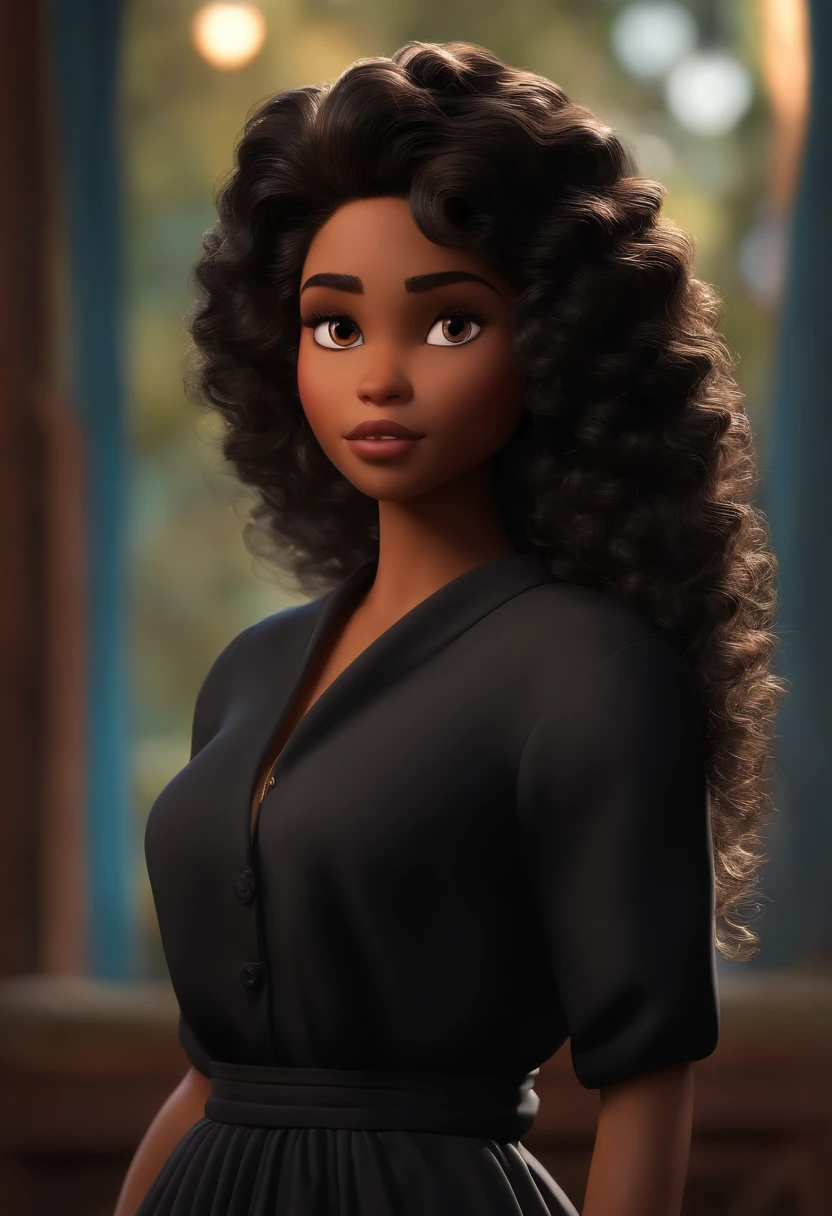 inspirado na Disney Pixar SOUL  (MENINA PRETA NOVA COM CABELO ENCARACOLADO PRETO) dentro A cena estar na arte distinta do estilo PIXAR