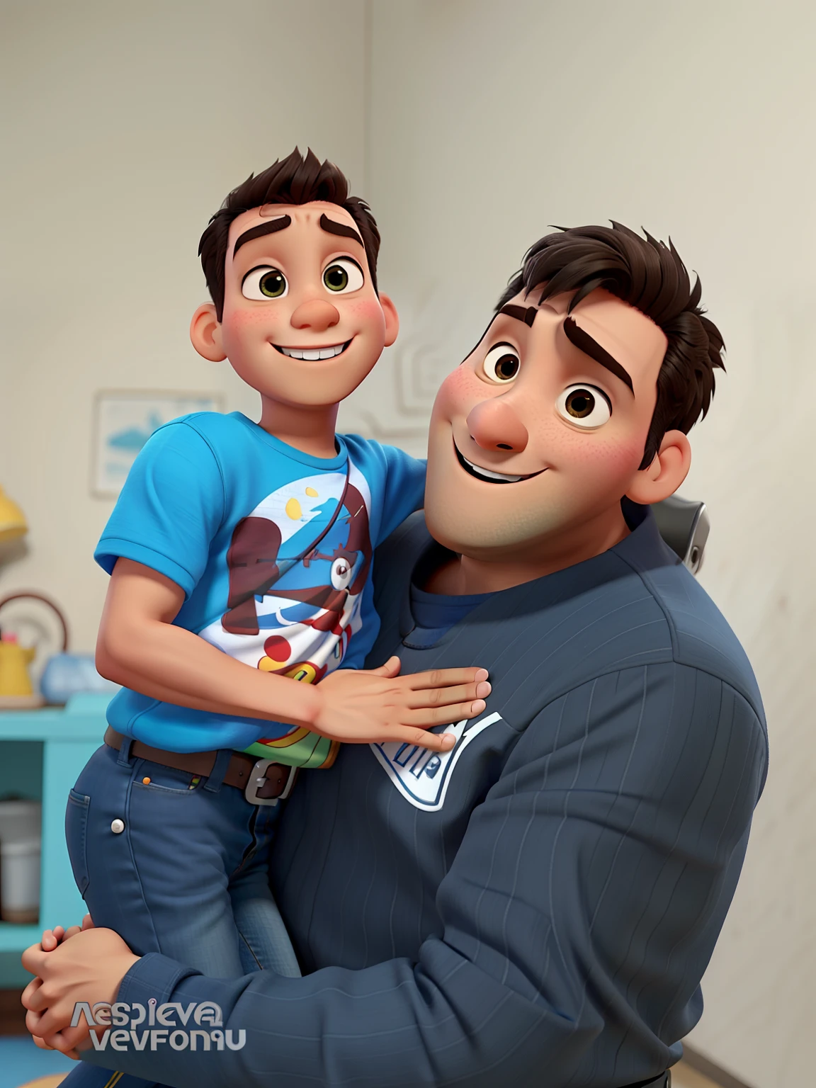 Pai e Filho estilo Disney pixar ,alta qualidade,melhor qualidade