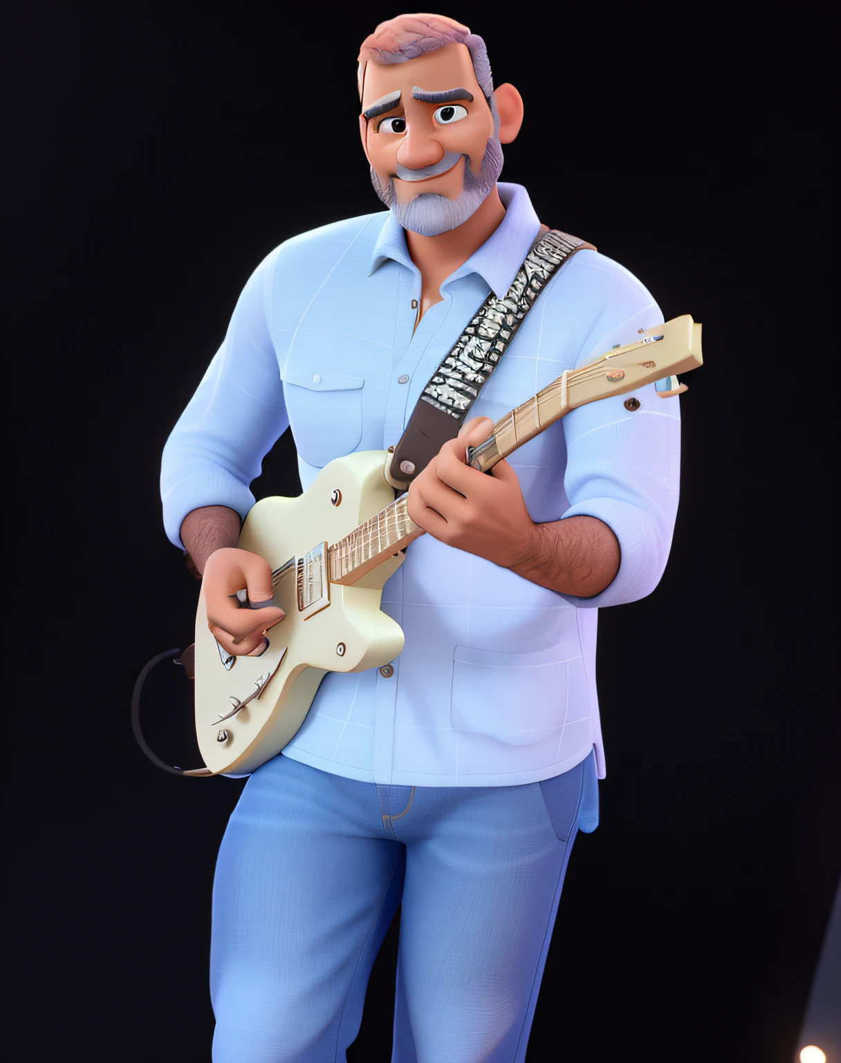Um homem com careca, de 50 anos, com barba grisalha, estilo disney pixar, alta qualidade, melhor qualidade 3D