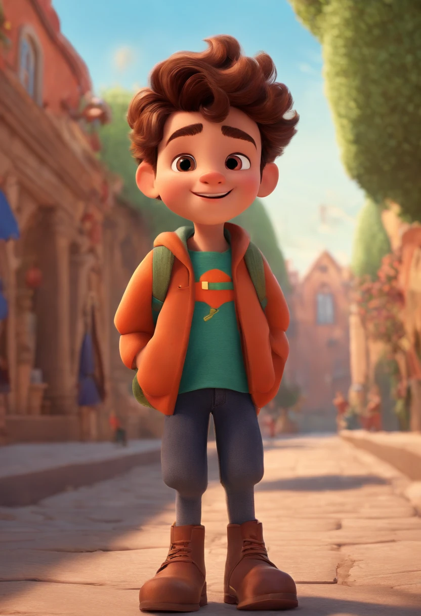 Image of a boy for a story in a YouTube video in Pixar format, He's the allabester, He's the class leader, He's outgoing, Playful and gets up for a lot of things