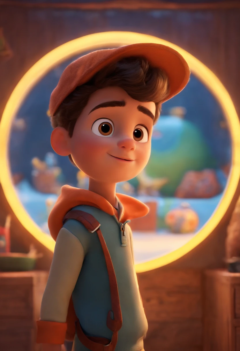 Image of a boy for a story in a YouTube video in Pixar format, He's the little allabester, He's the class leader, He's outgoing, Playful and gets up for a lot of things