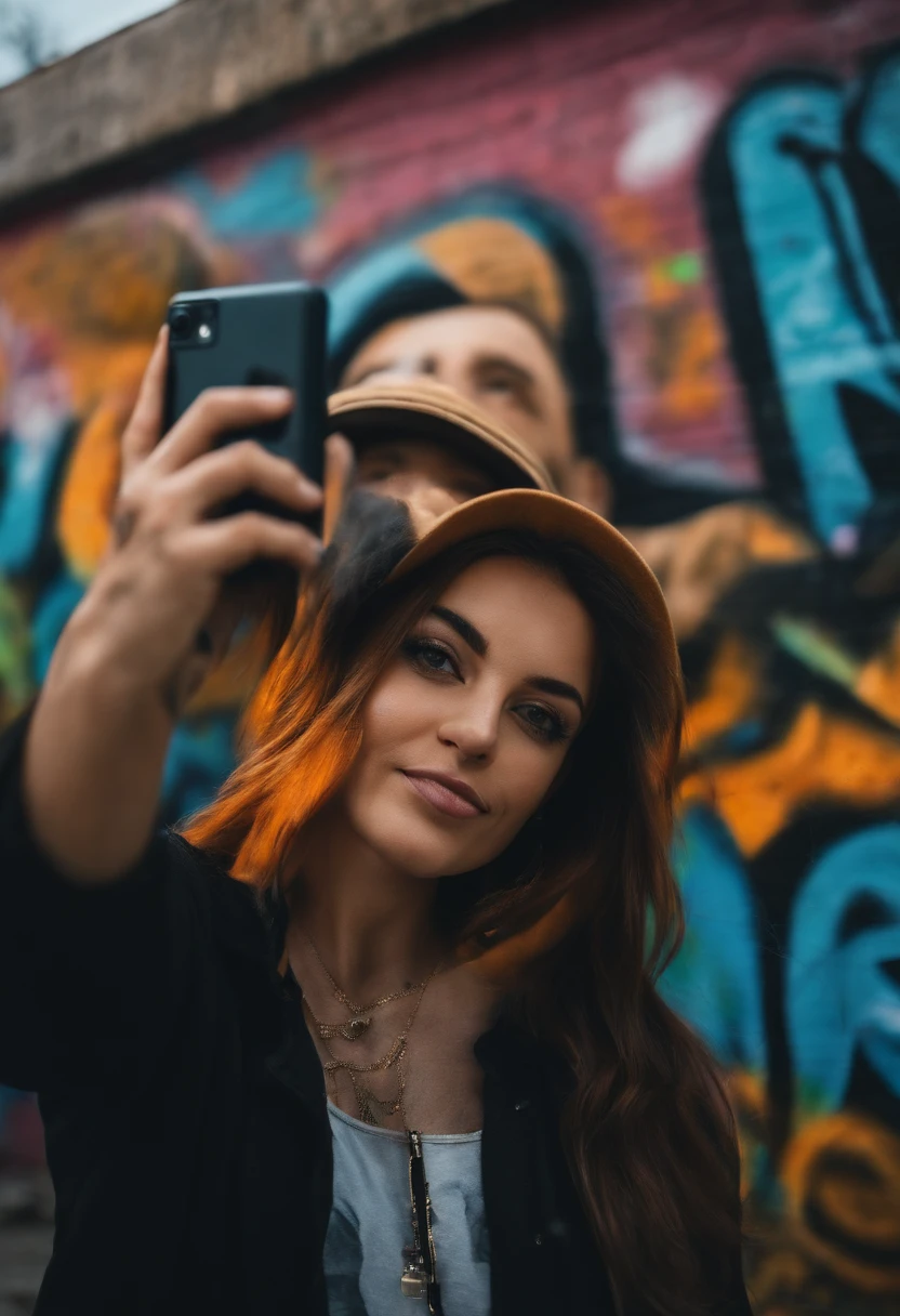 The selfie taken behind graffiti