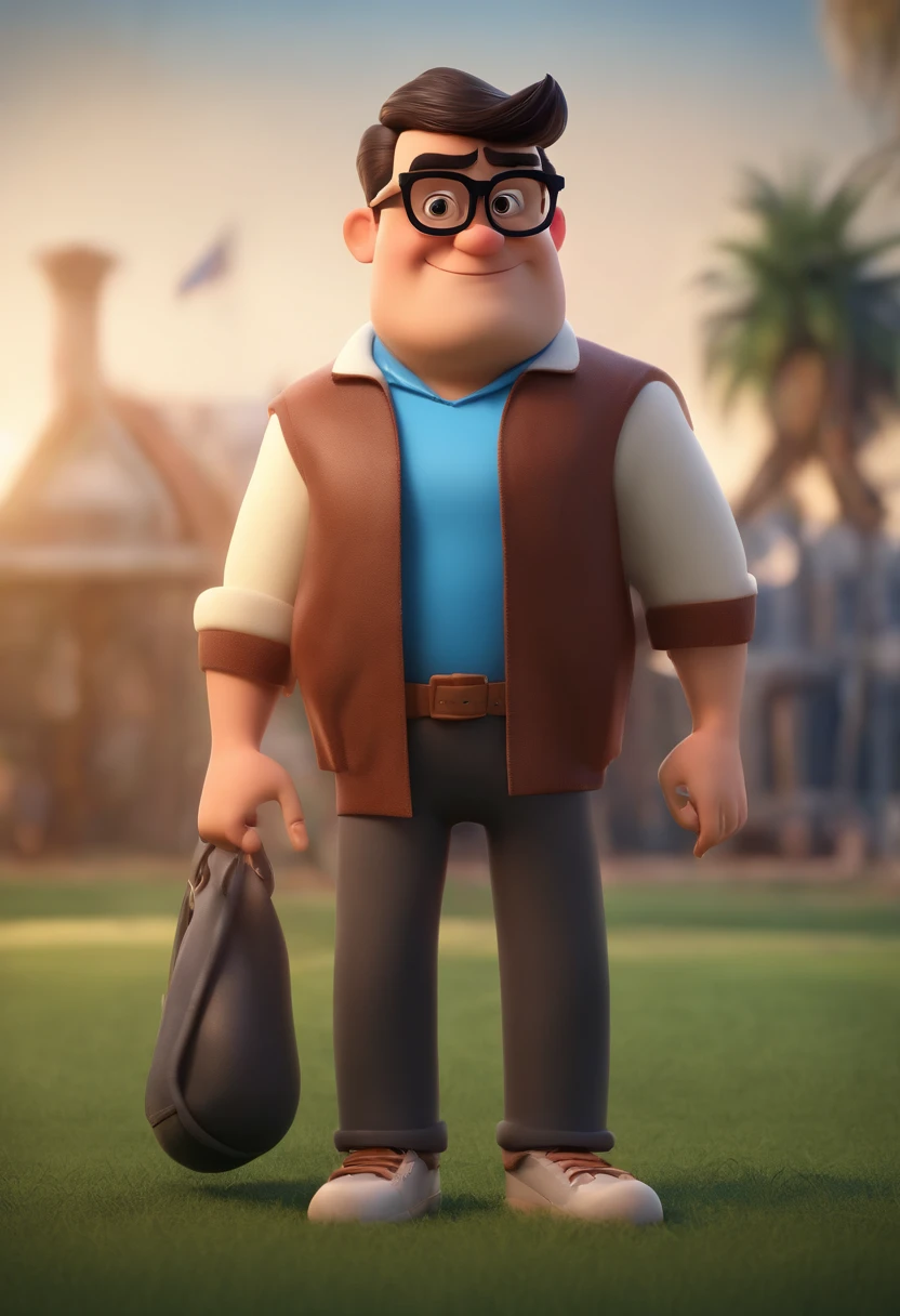 Cartoon character of a man wearing black glasses and a blue shirt, um personagem animado, Caractere estilizado, animation style rendering, 3D estilizado, Arnold Maya render, 3 d render stylized, toon render keyshot, Personagem 3D, Personagem 3D, 3d rendering stylized, 3 d character render, personagem de desenho animado, Personagem de close up, Pose de personagem, (Estilo Pixar) (master part:1.2) (Bokeh) (best quality) (pele detalhada) (textura detalhada) (8k) (argila) (Cinematic lighting) (foco nítido，Senta e vaza a parte superior do corpo