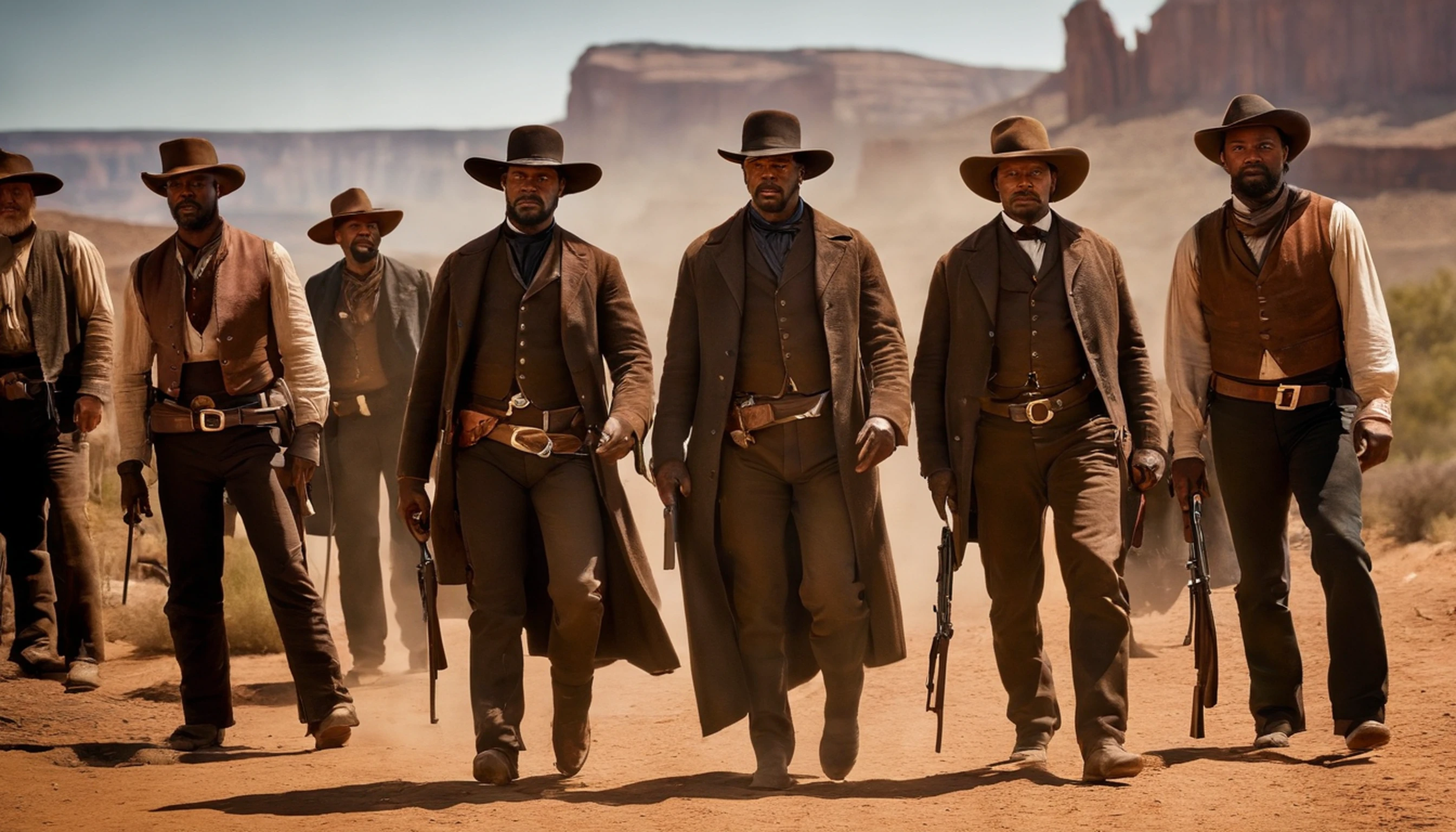 Django and Jim gathered a group of outlaws, all eager for justice, and began training for the final showdown. Django, with his exceptional skill in handling weapons, led the training, turning an unruly group into a deadly team.