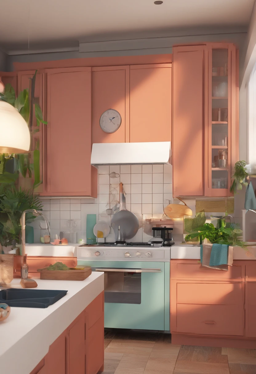 homem cozinheiro de 40 anos com cabelo curto raspado com cavanhaque um pouco branco usando avental jeans azul sorrindo para camera desenhando no estilo de Arte 3D, c4d, fundo de cor branco puro, estilo disney, estilo pixar render ilustracao Super Detalhe, 8k