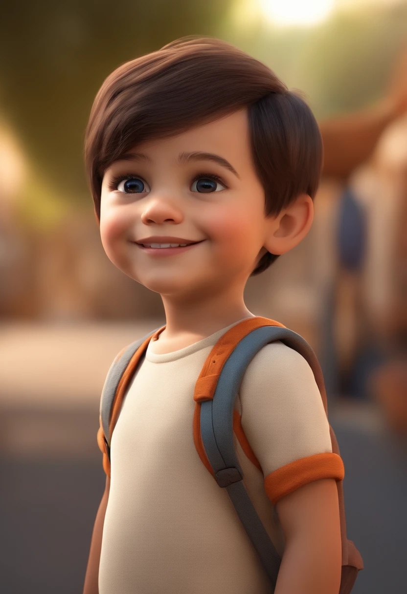 a happy cute standing short hair, vestindo uma fantasia espacial, , fundo branco, barnet, Tom, Estilo Pixar, ....3d, desenhos animados, rosto detalhado, asymmetrical 16k