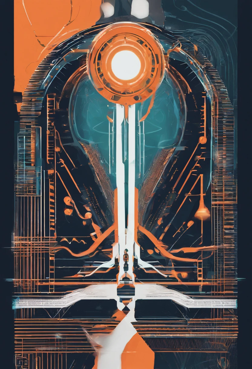 Create a Background Image with Geometric Borders in a Modern Style, Electronic Music Festival, linhas suaves, nas cores azul e laranja, Inspirada na caligrafia irlandesa e celta, Para projetos baseados em fantasia relacionados ao Florest
