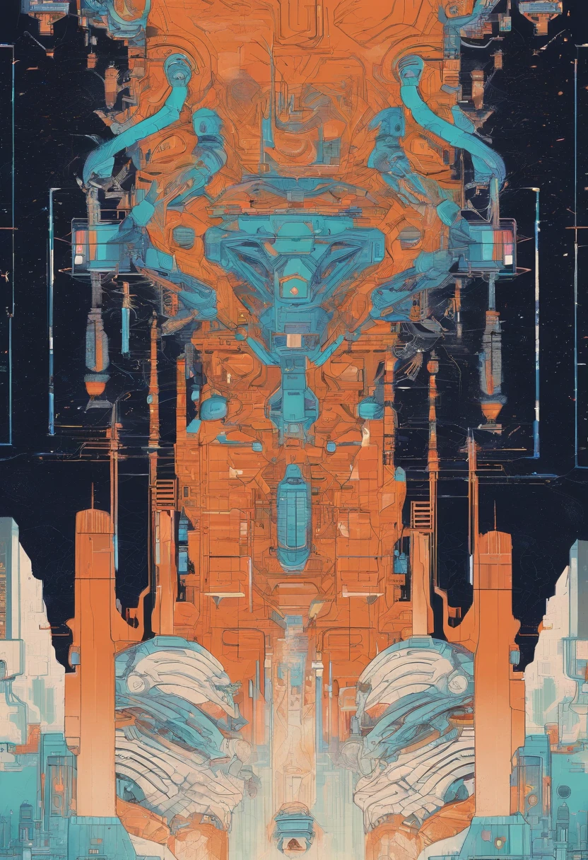 Create a Background Image with Geometric Borders in a Modern Style, Electronic Music Festival, linhas suaves, nas cores azul e laranja, Inspirada na caligrafia irlandesa e celta, Para projetos baseados em fantasia relacionados ao Florest