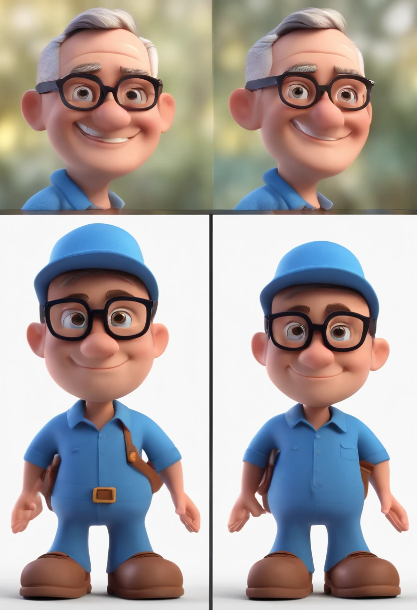 Cartoon character of a man with black glasses and a blue shirt, animation character, Caractere estilizado, animation style rendering, 3D estilizado, Arnold Maya render, 3 d render stylized, toon render keyshot, Personagem 3D, Personagem 3D, 3d rendering stylized, 3 d character render, personagem de desenho animado, Personagem de close up, Pose de personagem,  (Estilo Pixar) (master part:1.2) (Bokeh) (best quality) (pele detalhada) (textura detalhada) (8k) (argila) (Cinematic lighting) (foco nítido